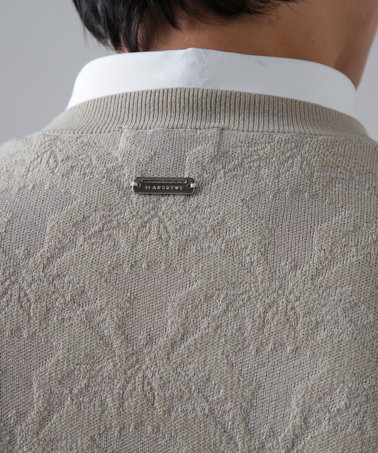 14Gアザミダマスクジャガードクルーネックニットプルオーバー