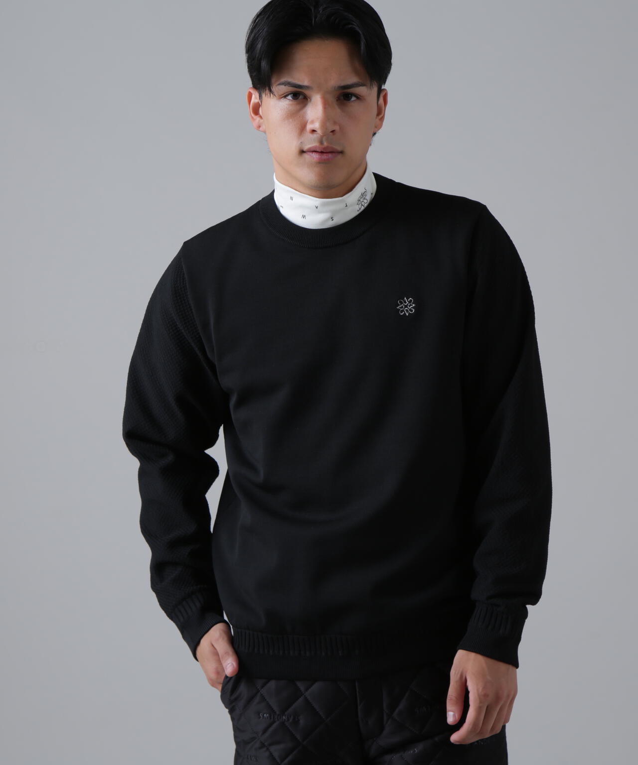 12G天竺×リンクス裏地付きクルーネックニットプルオーバー (MENS) | St