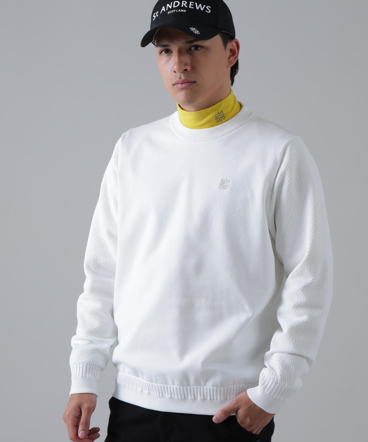 12G天竺×リンクス裏地付きクルーネックニットプルオーバー (MENS) | St