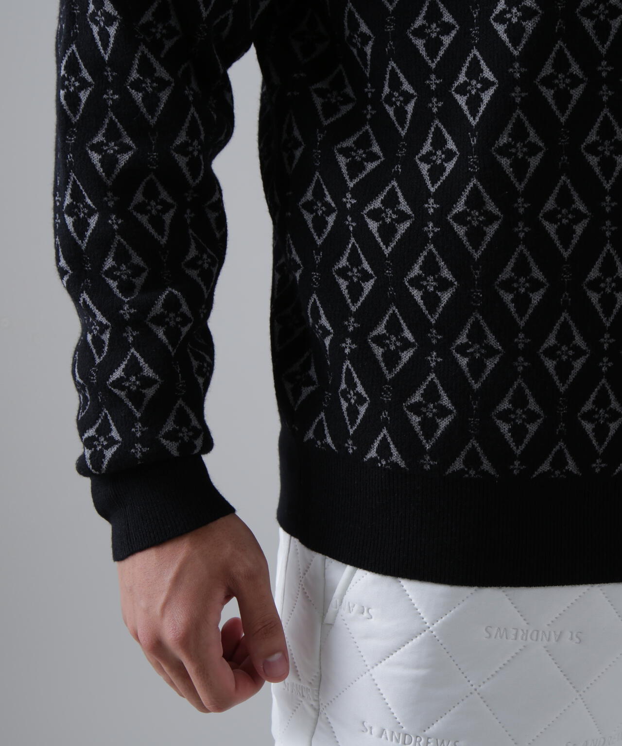 16Gダイヤロゴジャガードクルーネックニットプルオーバー (MENS) | St