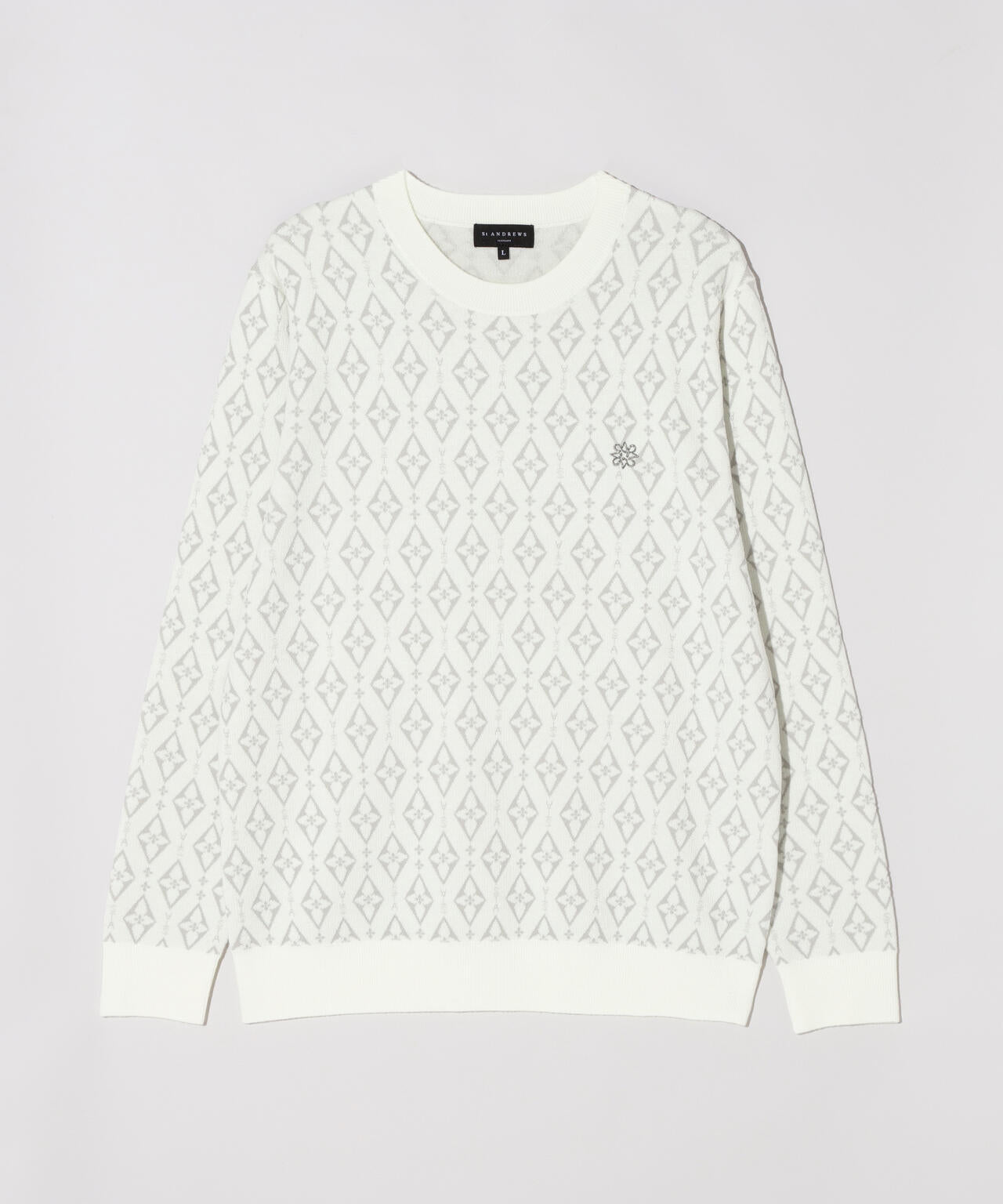 16Gダイヤロゴジャガードクルーネックニットプルオーバー (MENS)