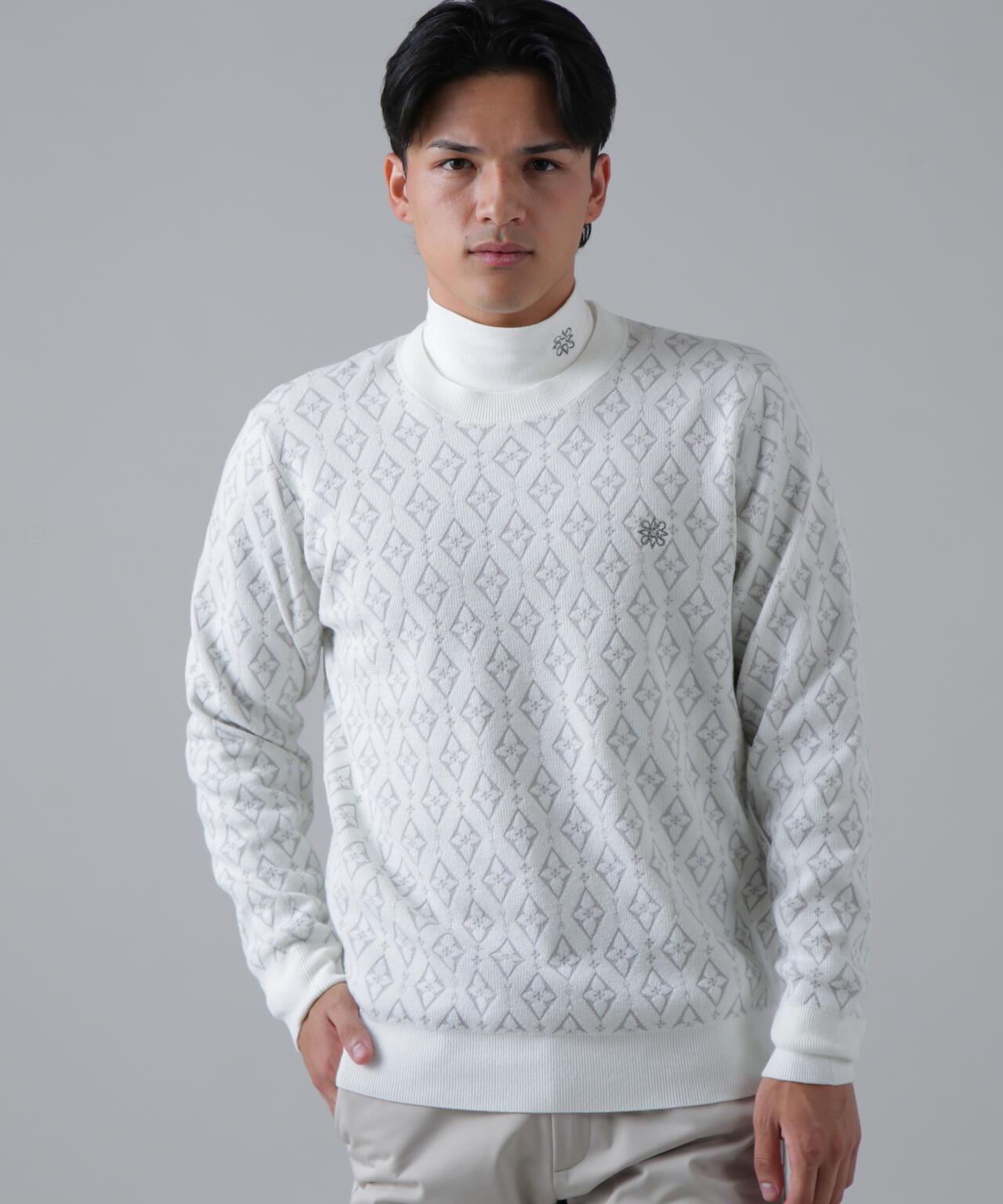 16Gダイヤロゴジャガードクルーネックニットプルオーバー (MENS) | St
