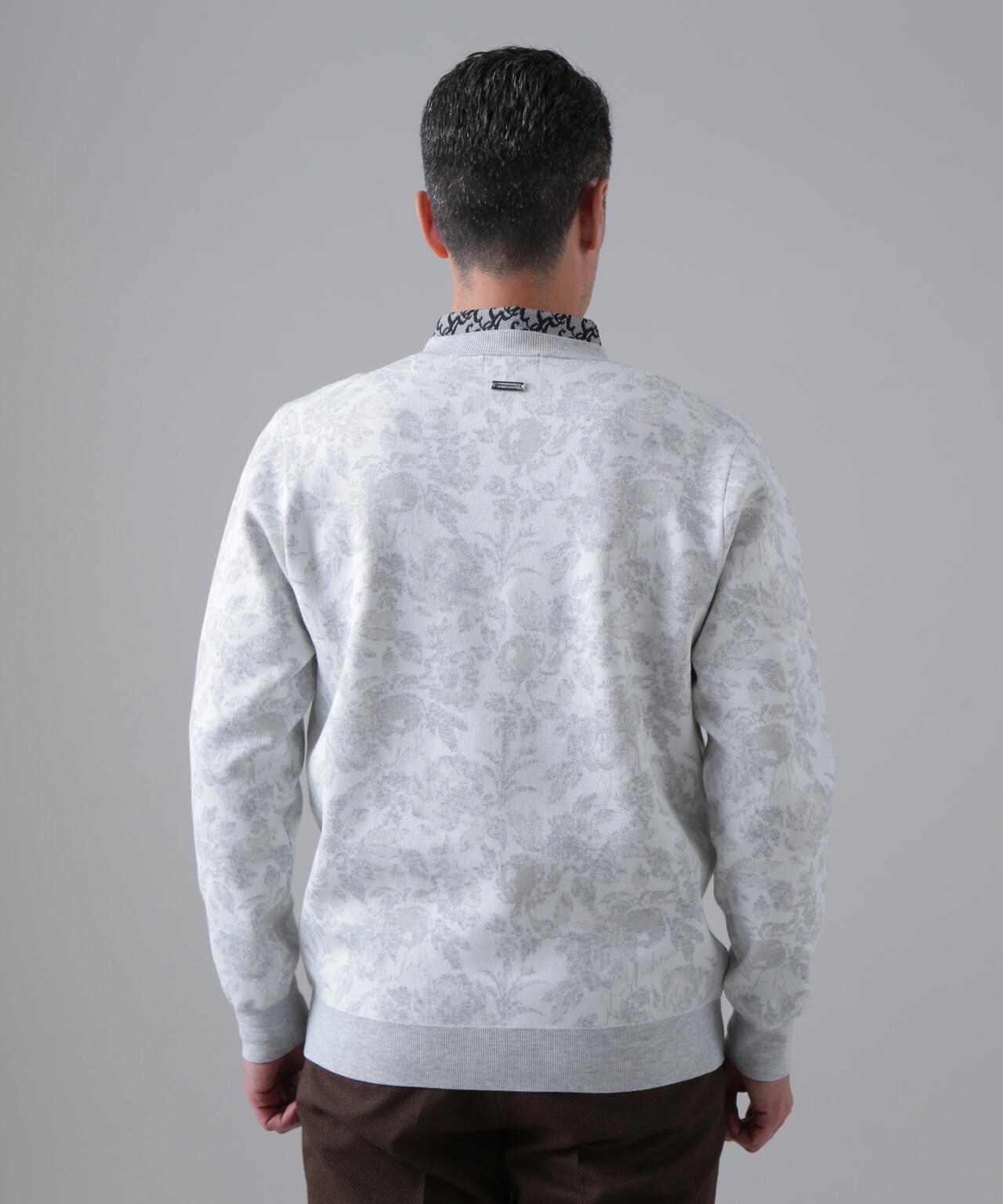 16Gボニースコットランドジャガードクルーネックニットプルオーバー (MENS)