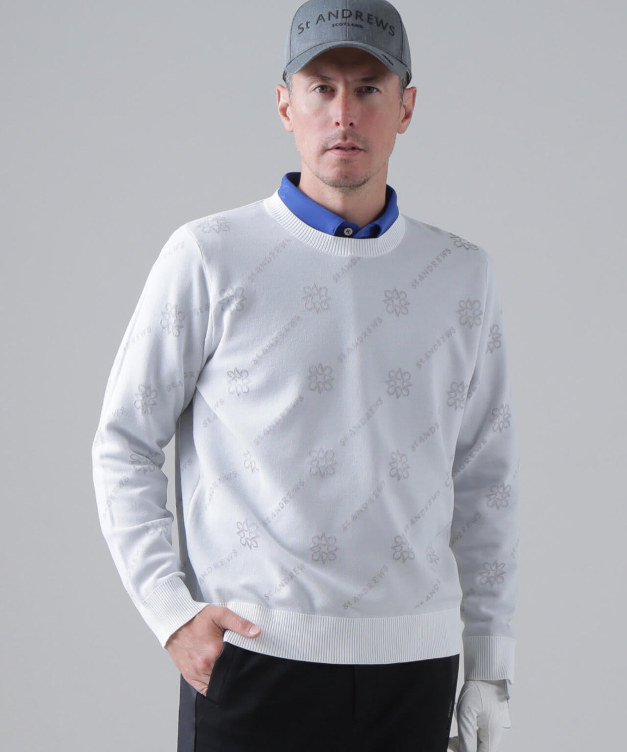 14Gロゴケルトジャガードクルーネックニットプルオーバー (MENS)