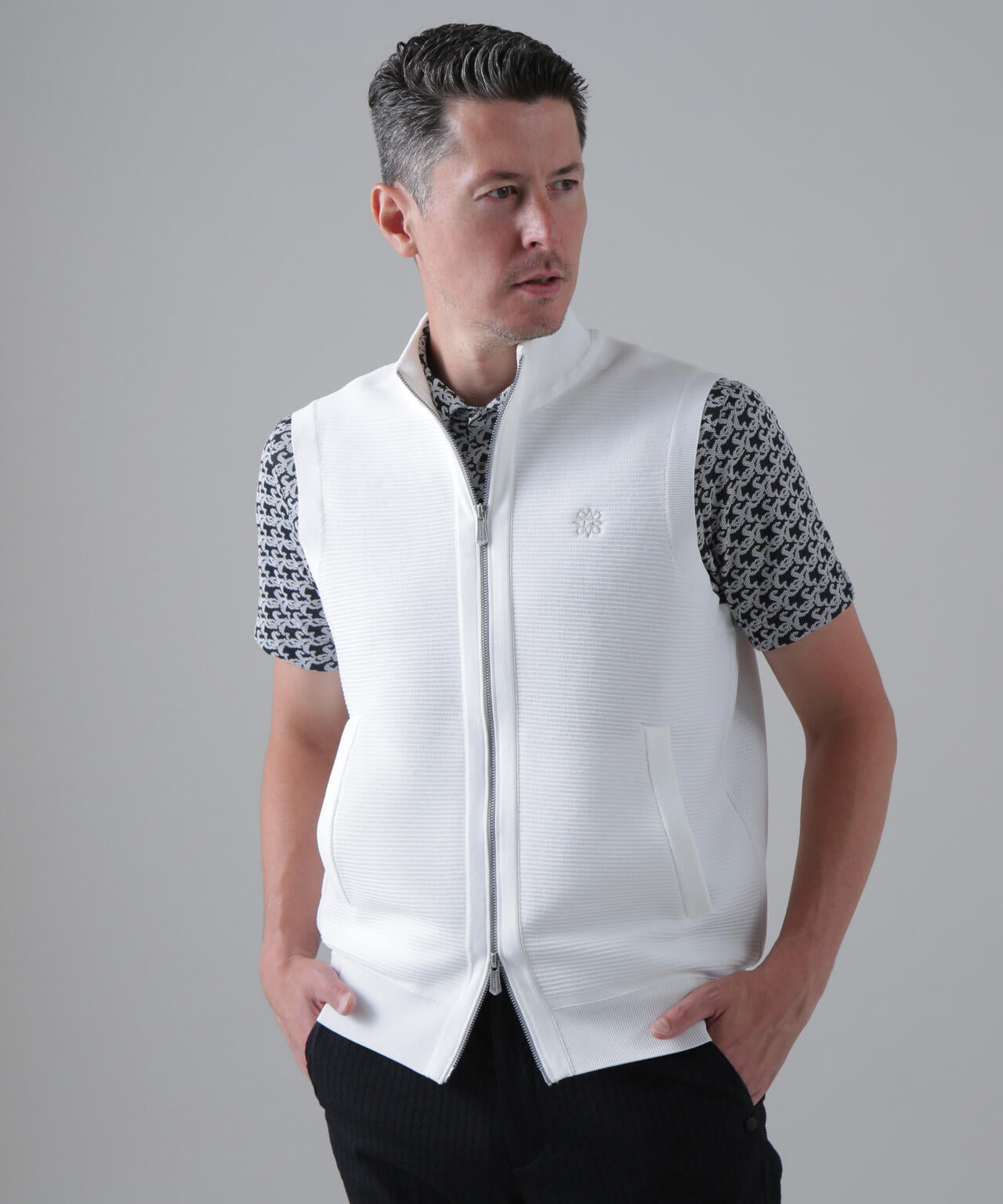 14Gフルジップアップニットベスト (MENS)