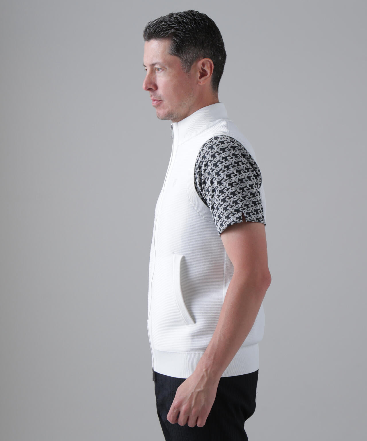 14Gフルジップアップニットベスト (MENS)
