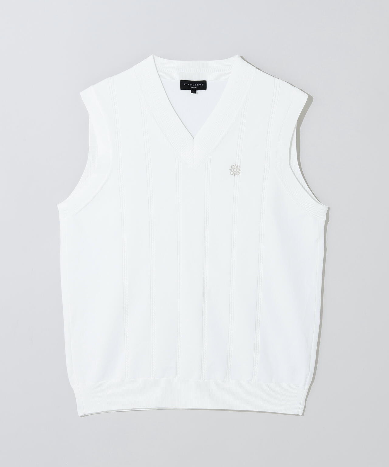 14G天竺×ケーブル Vネックニットベスト (MENS) | St ANDREWS（セント