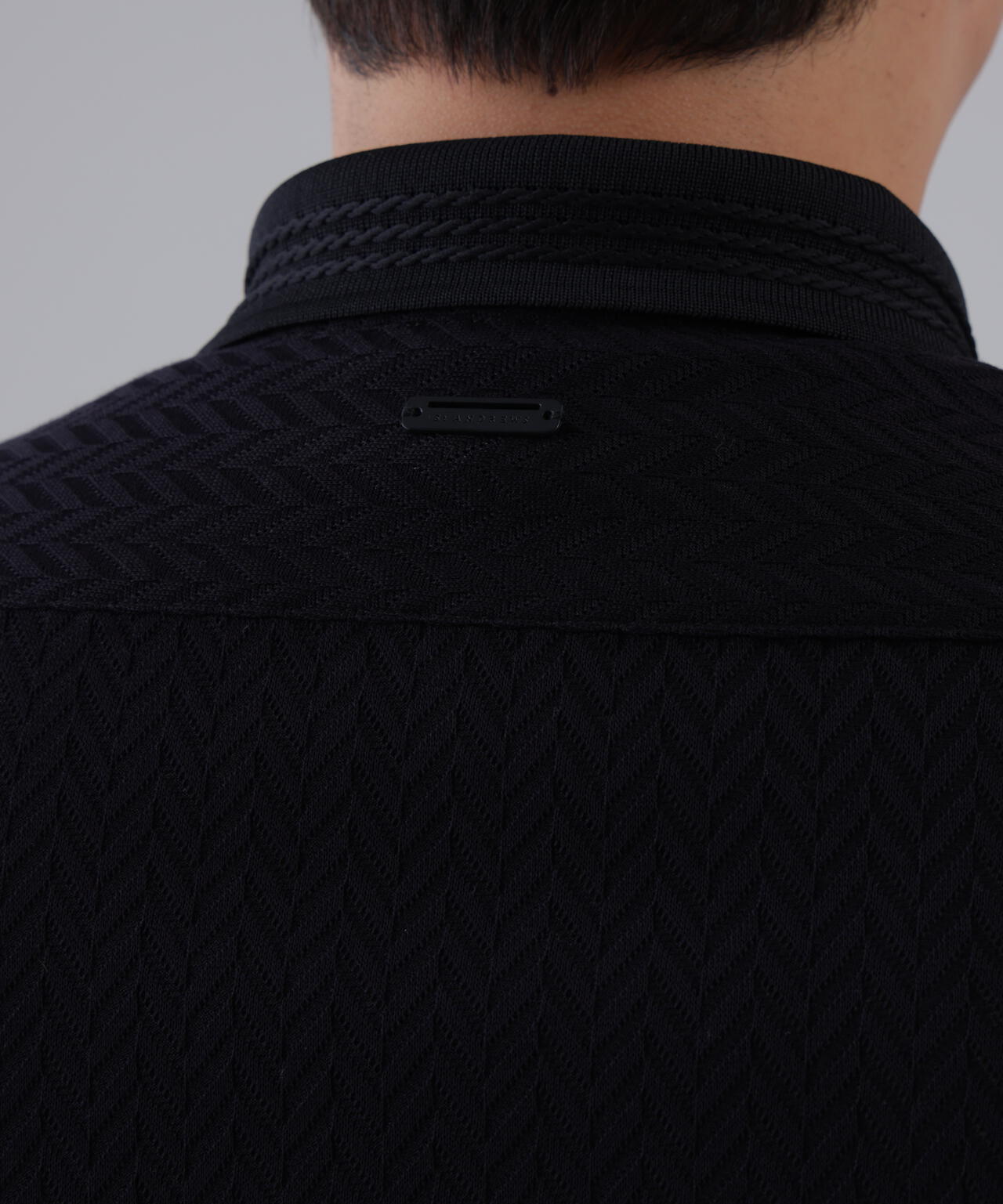 ヘリンボーンジャガード半袖ポロシャツ (MENS)