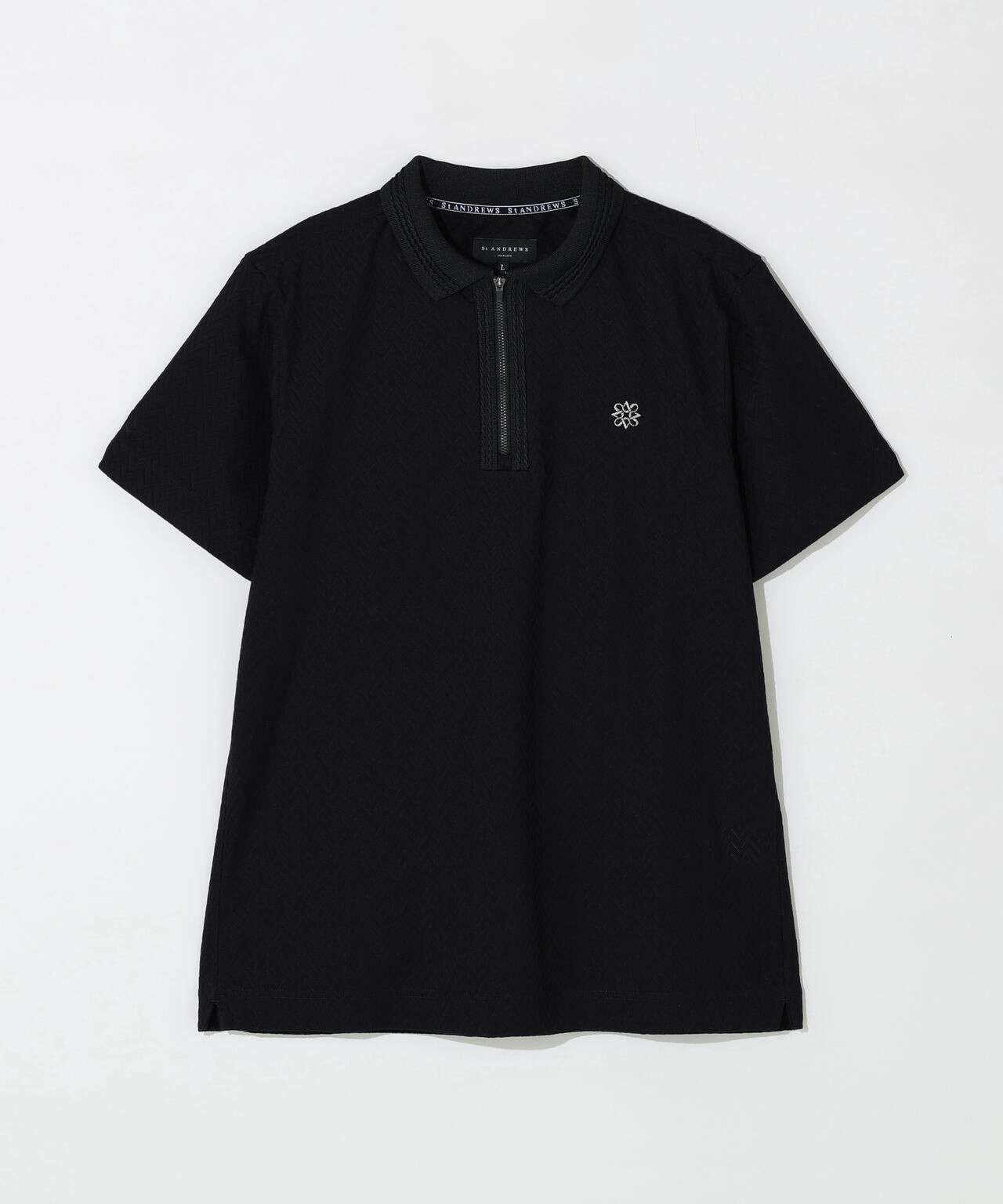 ヘリンボーンジャガード半袖ポロシャツ (MENS)