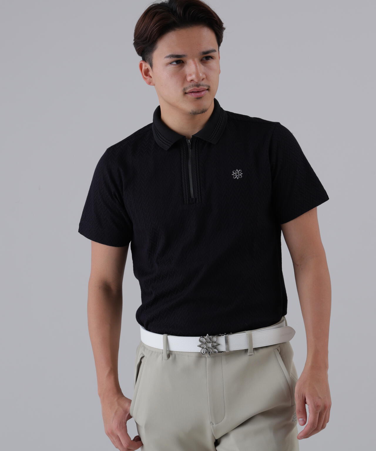 ヘリンボーンジャガード半袖ポロシャツ (MENS) | St ANDREWS（セント