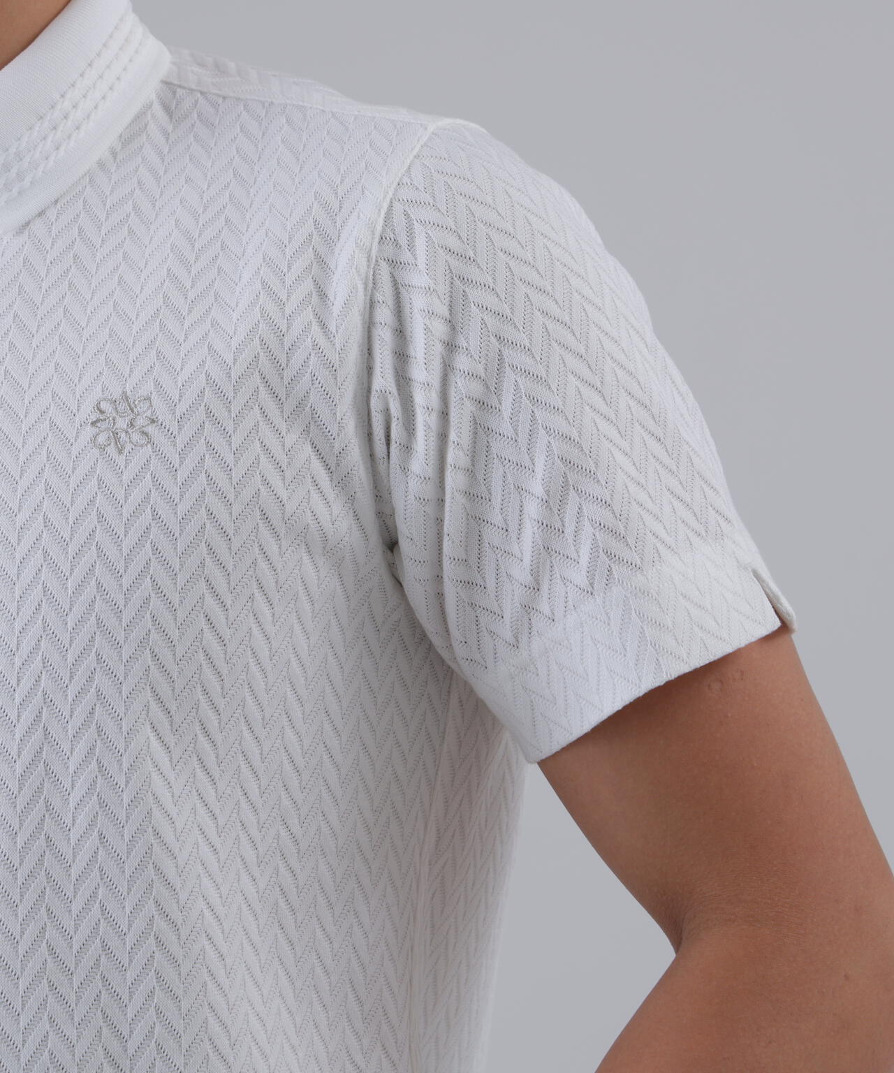 ヘリンボーンジャガード半袖ポロシャツ (MENS)