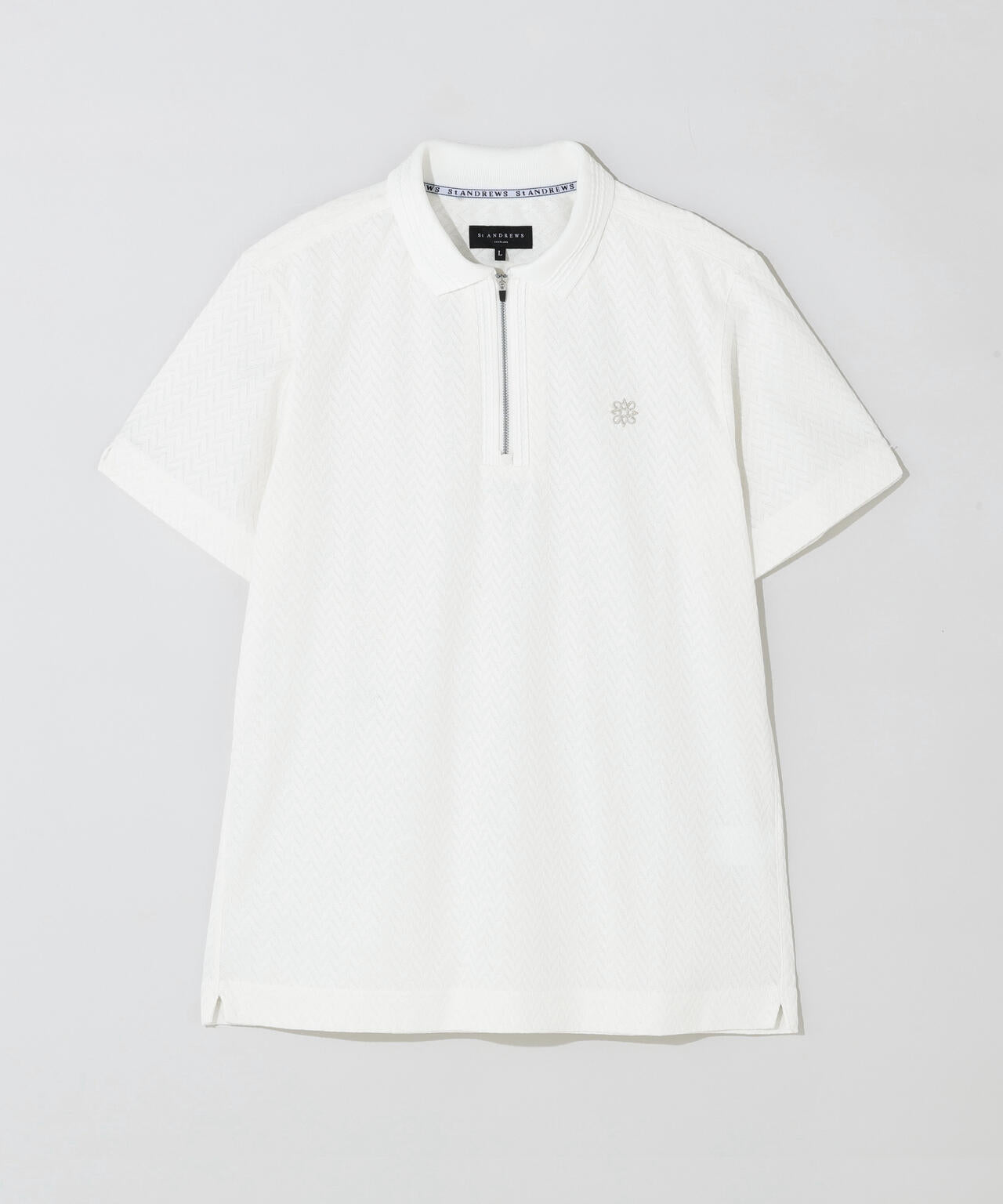 ヘリンボーンジャガード半袖ポロシャツ (MENS)