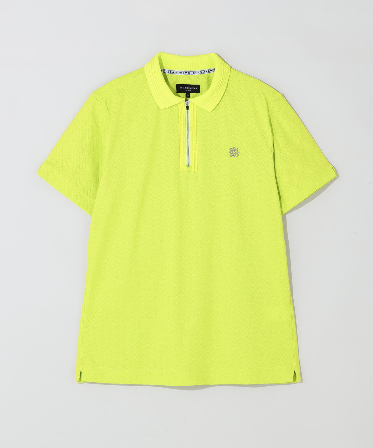 ヘリンボーンジャガード半袖ポロシャツ (MENS)