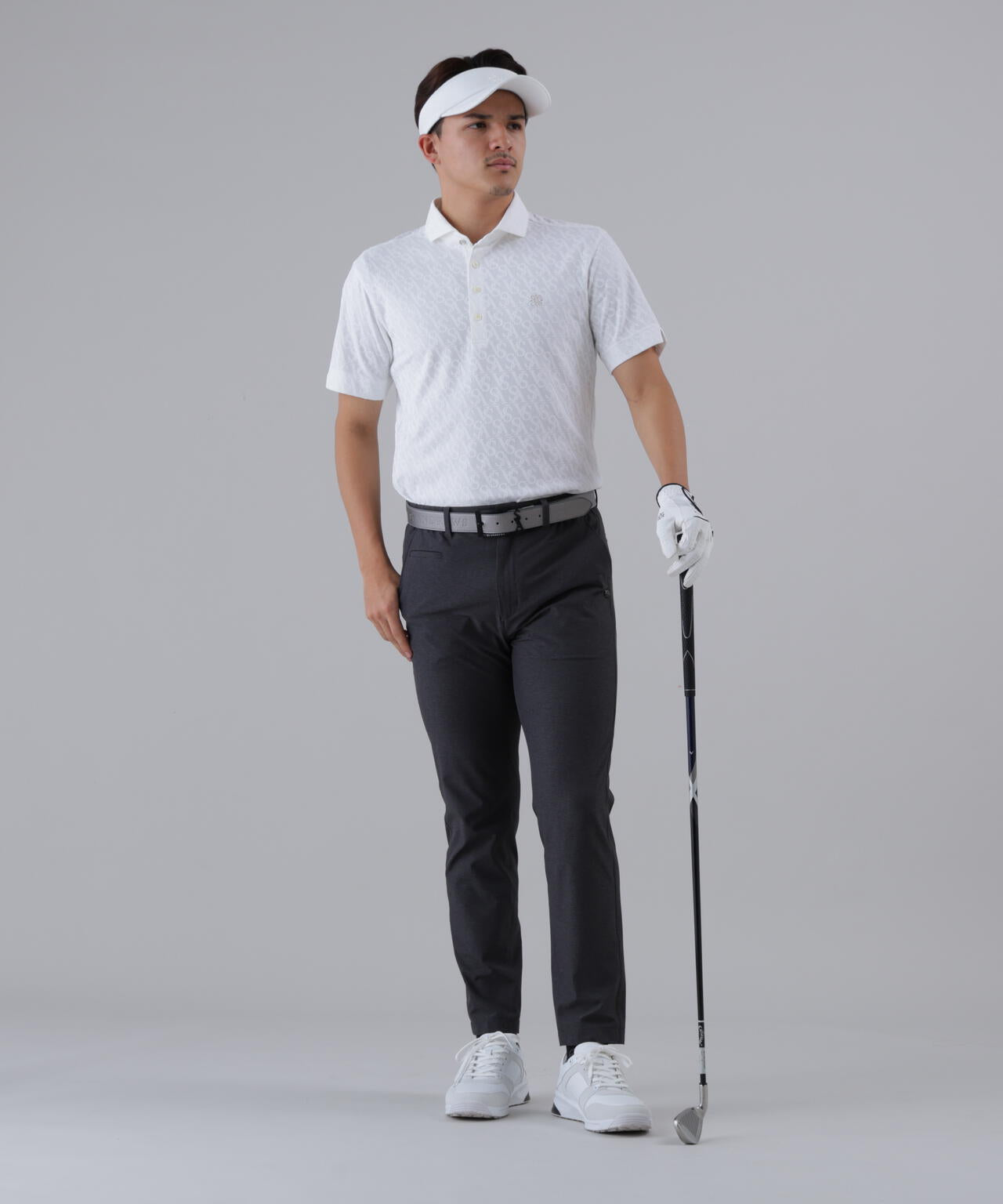 SAロゴジャガード無地半袖シャツ (MENS)