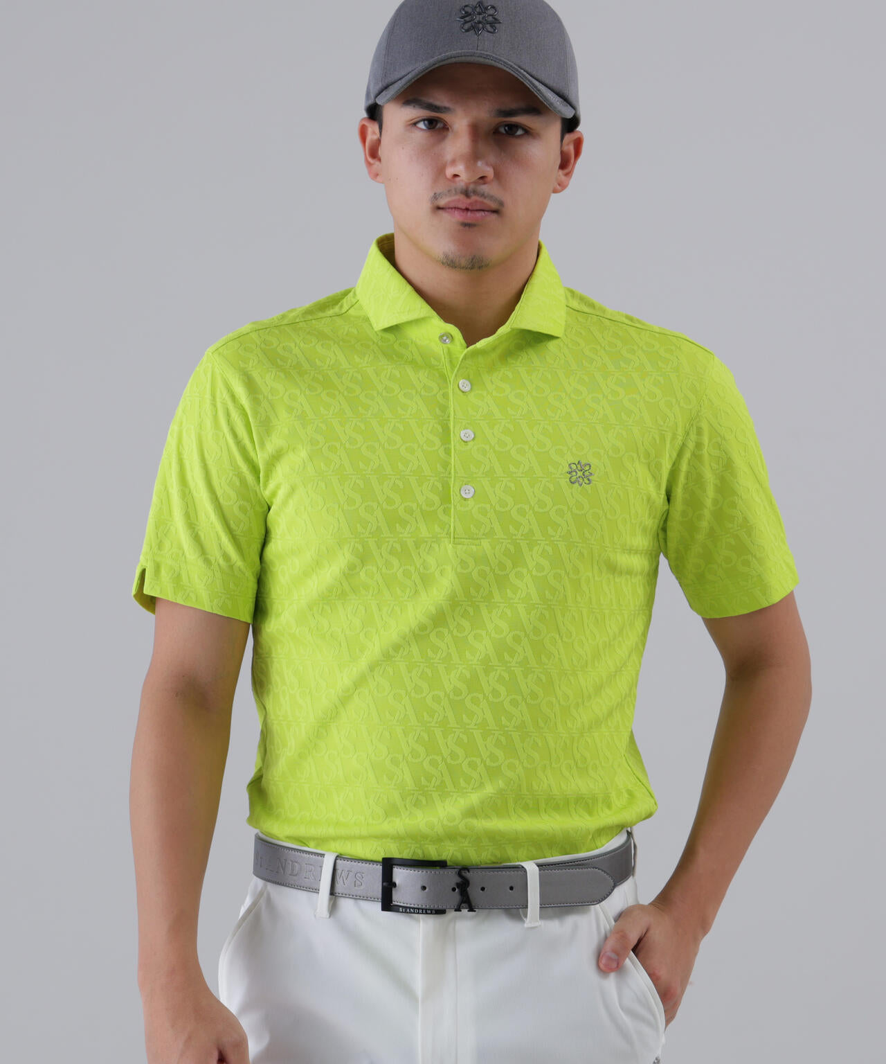 SAロゴジャガード無地半袖シャツ (MENS)