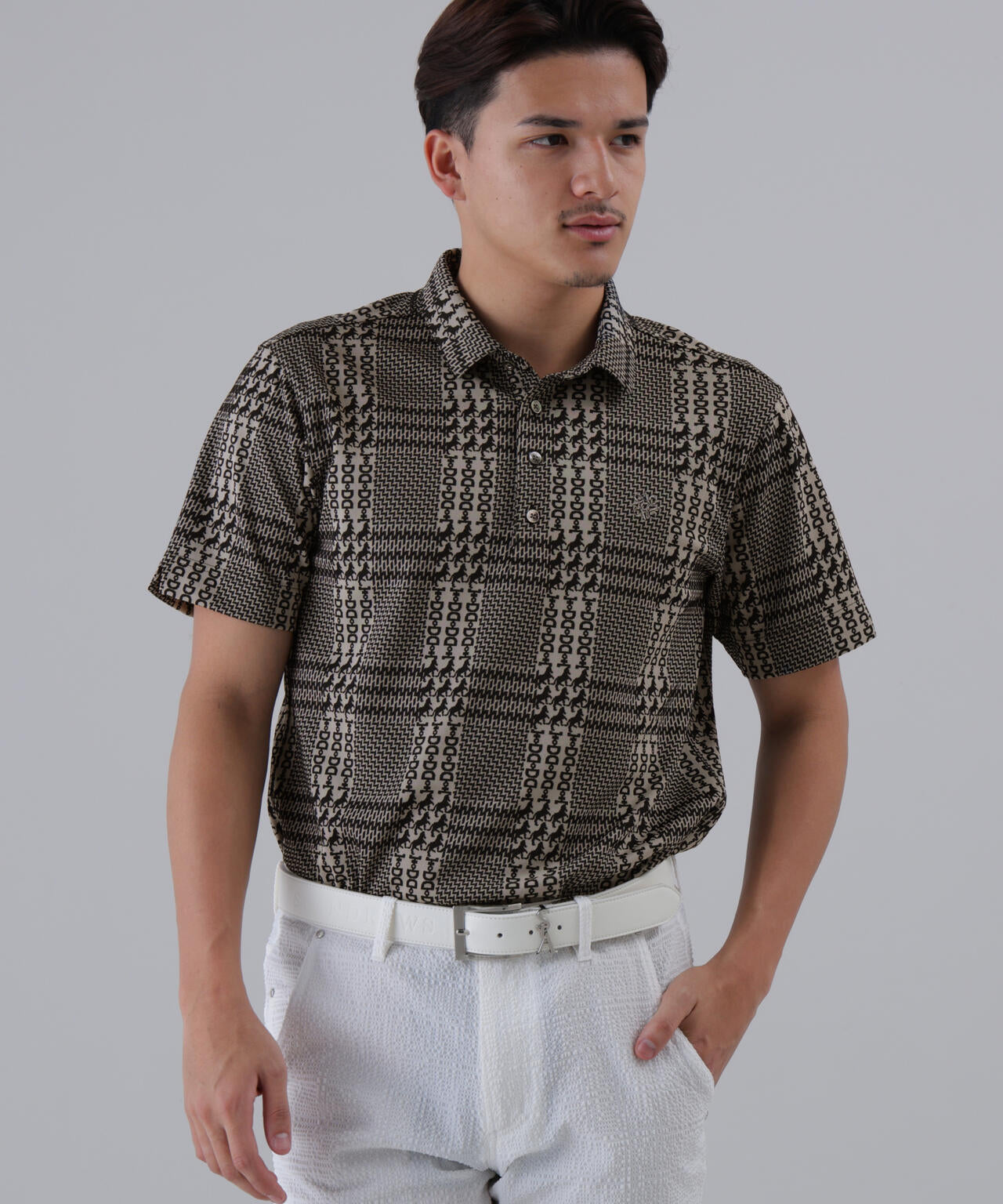 吸水速乾】ホースビットチェックジャガード半袖シャツ (MENS) | St