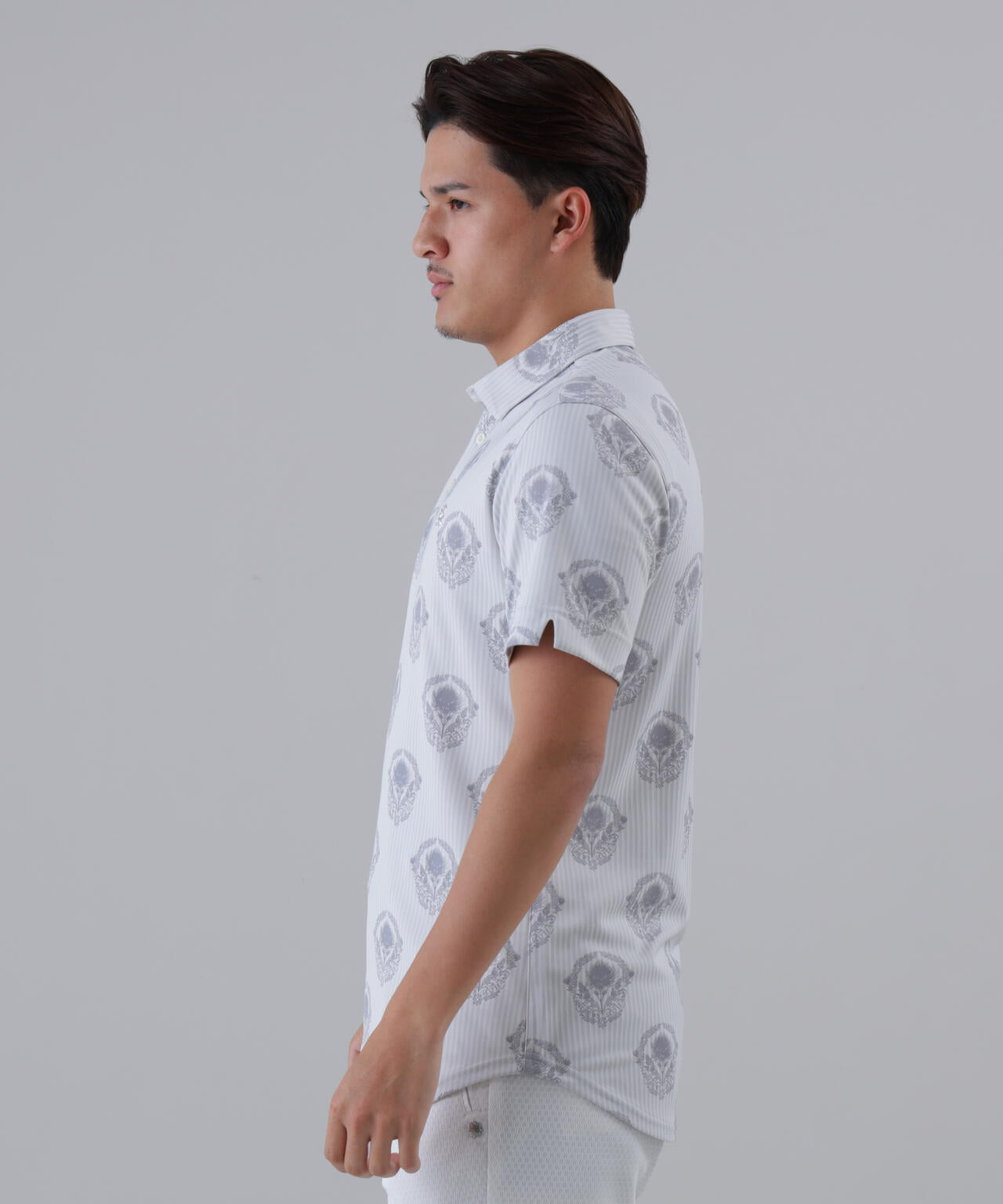 ロンドンストライプアザミジャガード半袖シャツ (MENS) | St ANDREWS