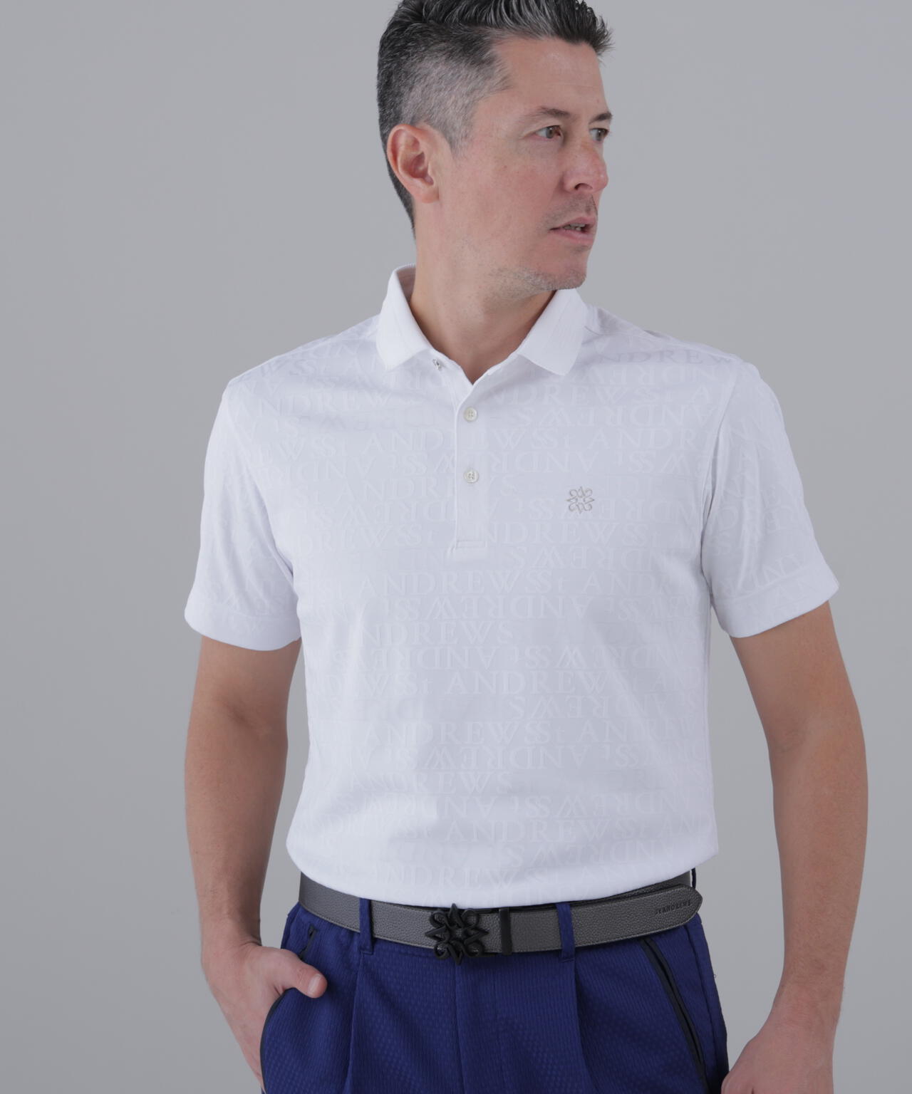 ダブルロゴジャガード無地半袖ポロシャツ (MENS) | St ANDREWS（セント