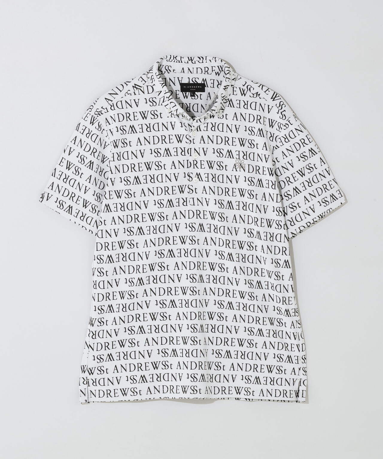 セントアンドリュース　ロゴプリントシャツ LLサイズ　白 ダブルロゴジャガード半袖シャツ (MENS) | St ANDREWS（セント