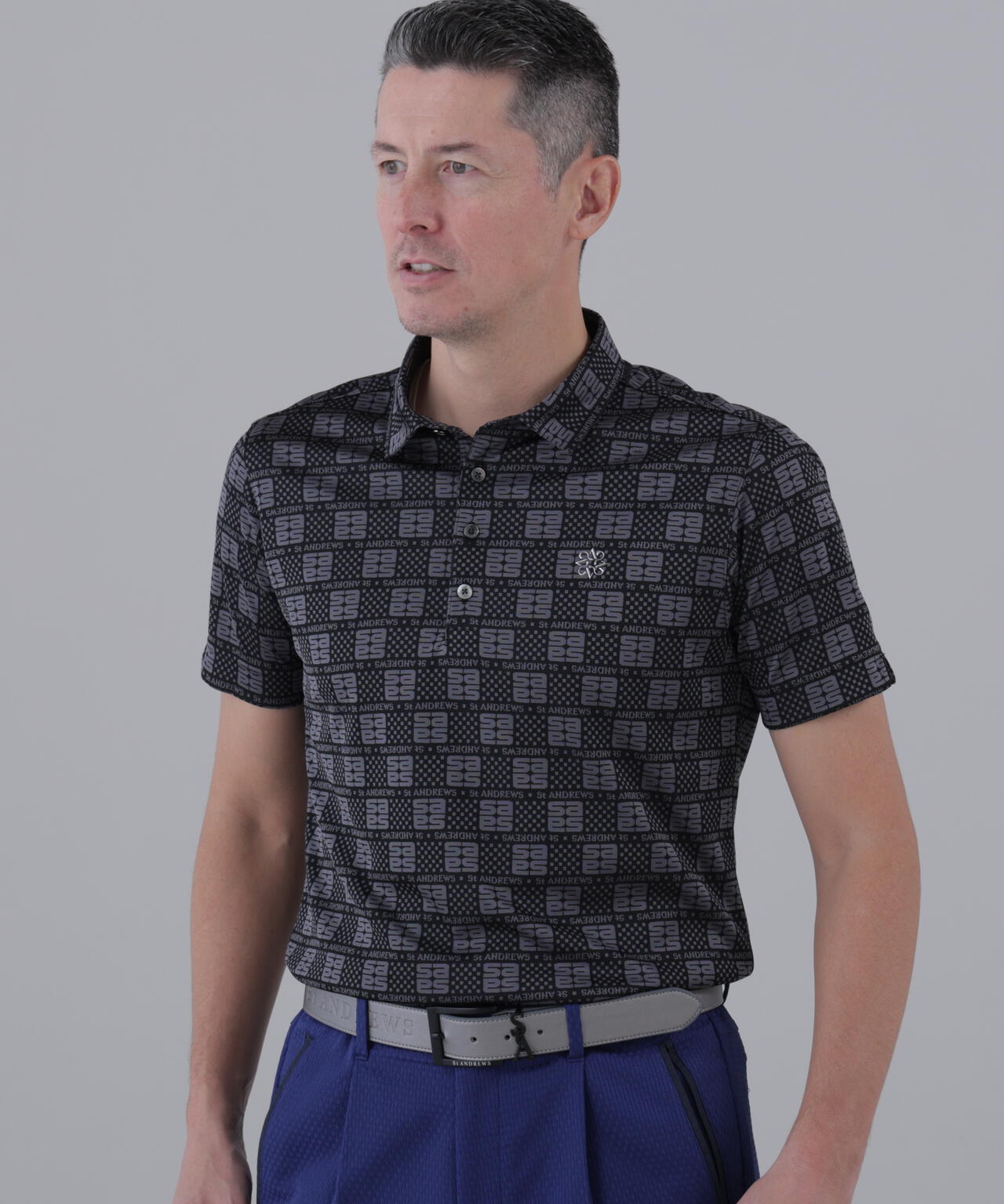 吸水速乾】SAモノグラムジャガード半袖シャツ (MENS) | St ANDREWS