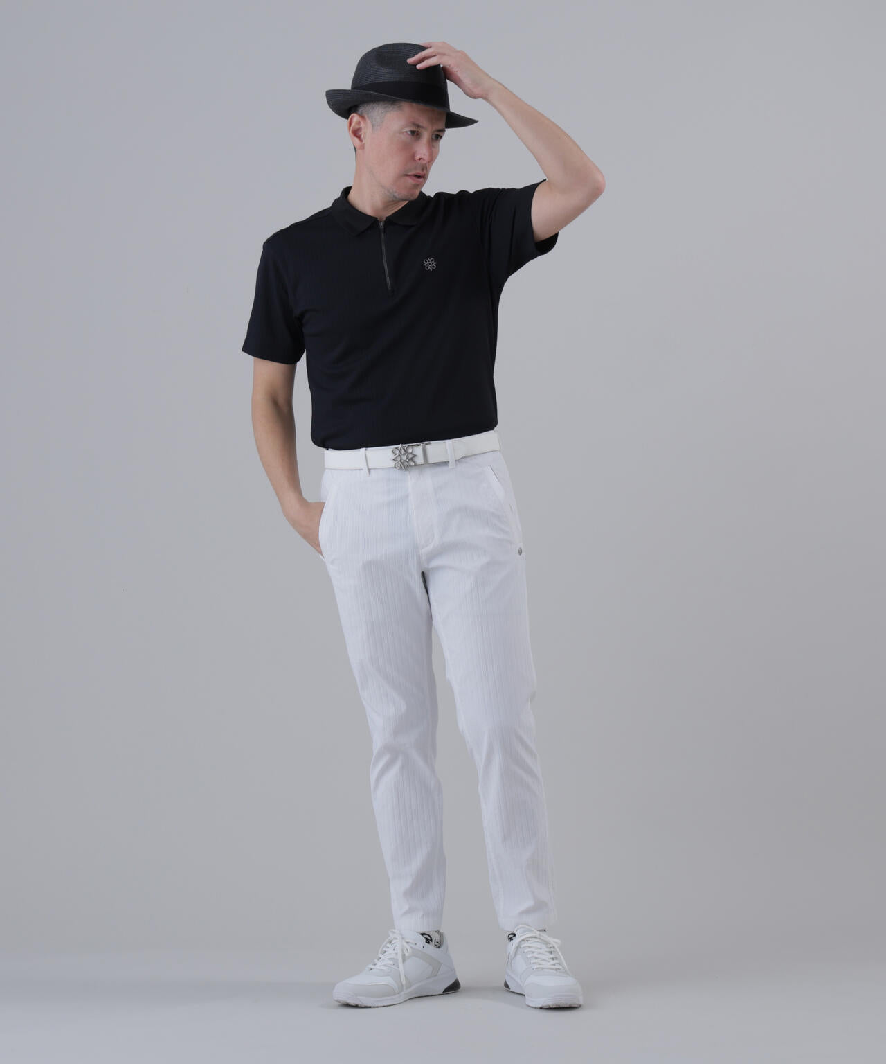 【UVカット】サッカージャガード半袖ポロシャツ (MENS)