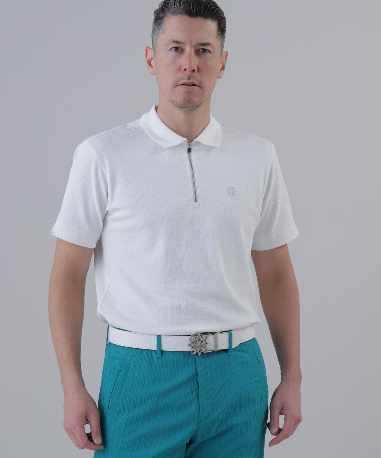 【UVカット】サッカージャガード半袖ポロシャツ (MENS)