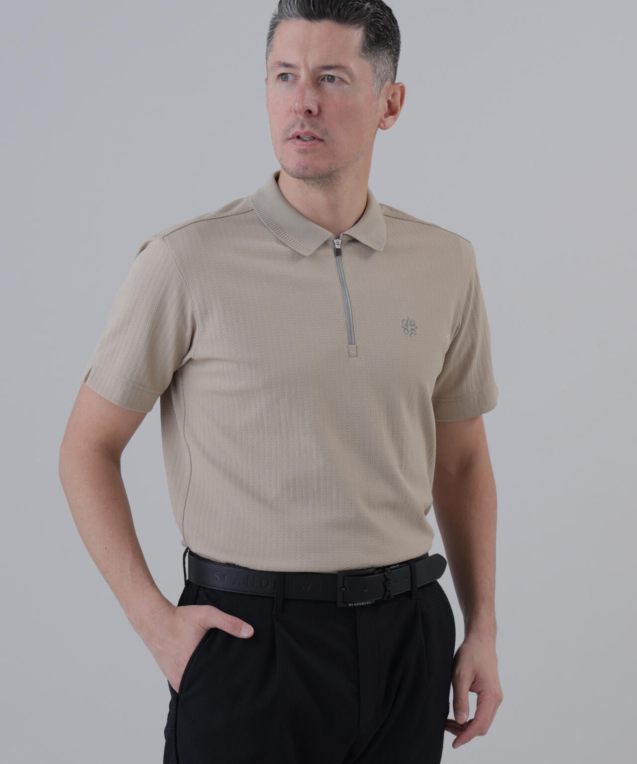 【UVカット】サッカージャガード半袖ポロシャツ (MENS)