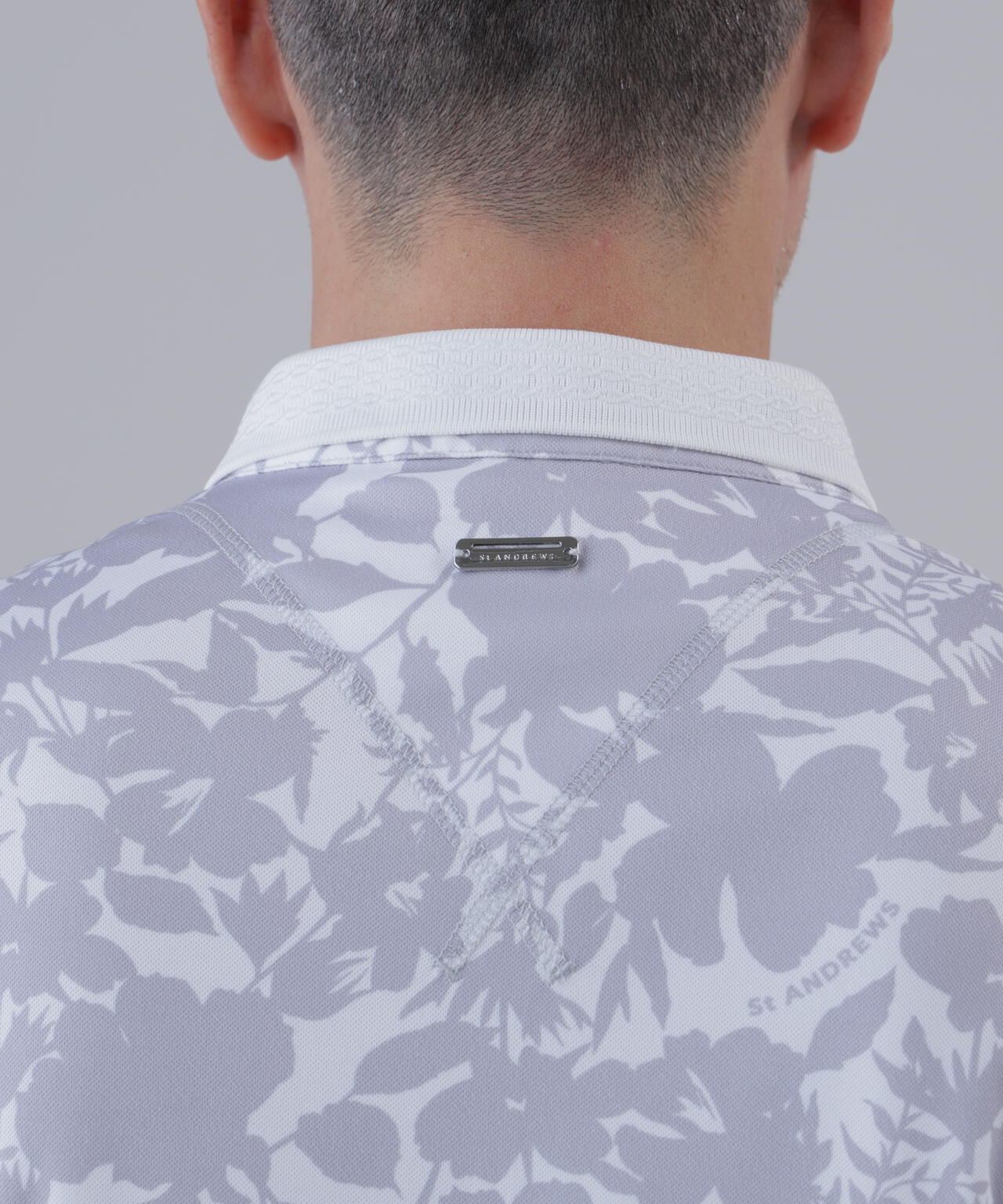 吸水速乾】COOLMAXシャドーボタニカルプリント半袖ポロシャツ (MENS