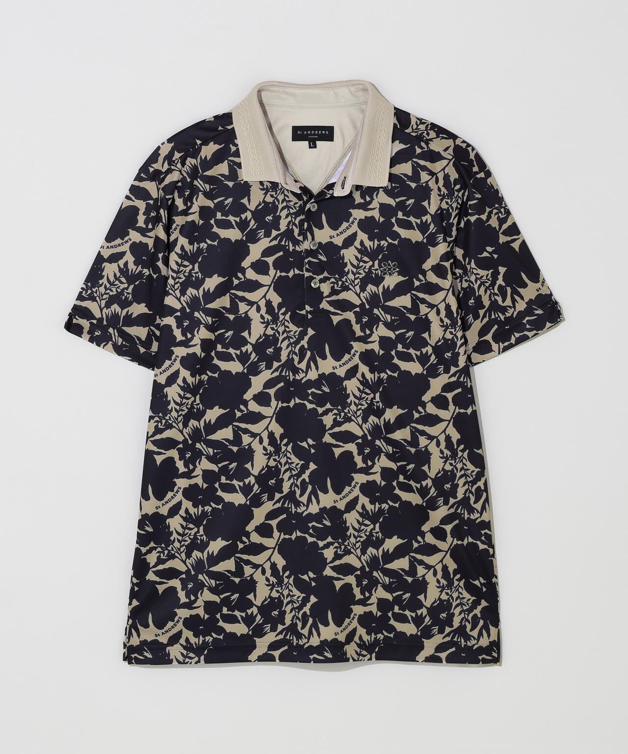 吸水速乾】COOLMAXシャドーボタニカルプリント半袖ポロシャツ (MENS