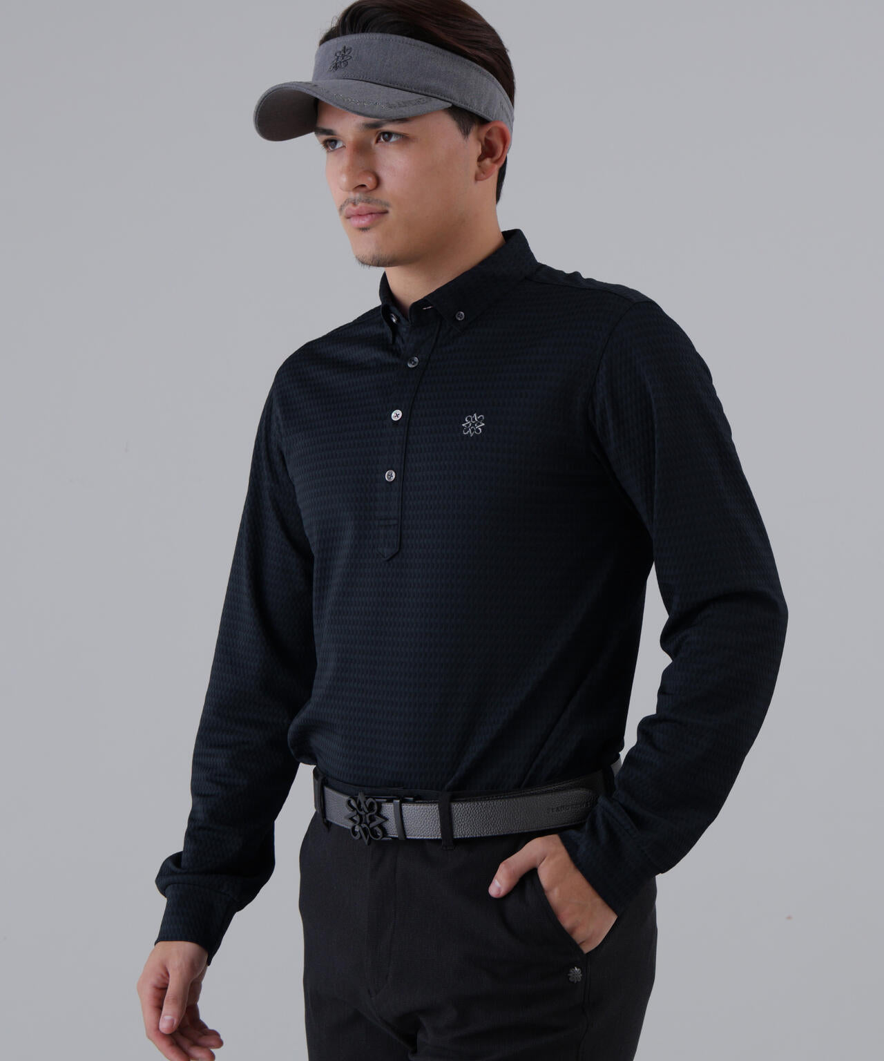 格子ジャガード長袖シャツ (MENS)