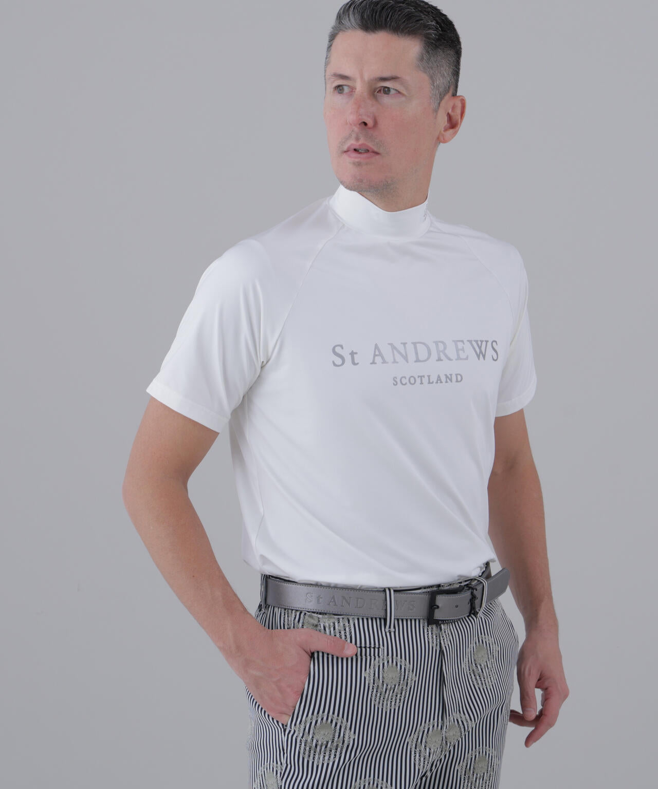 ポリエステルベア天竺ハイネックカットソー (MENS) | St ANDREWS