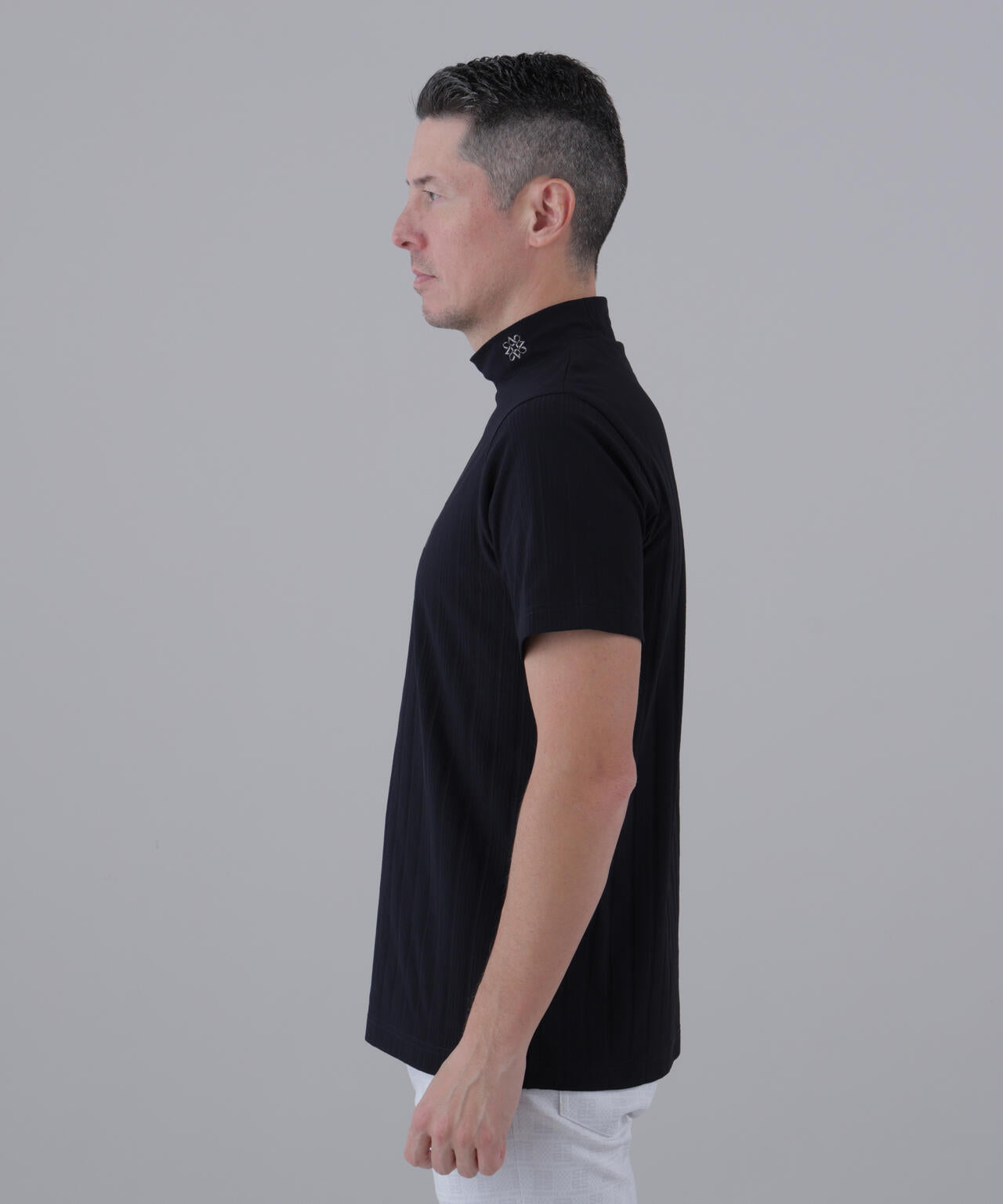 吸水速乾】サッカーストライプ半袖ハイネックカットソー (MENS) | St