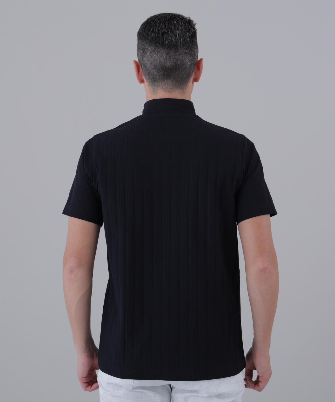 吸水速乾】サッカーストライプ半袖ハイネックカットソー (MENS) | St