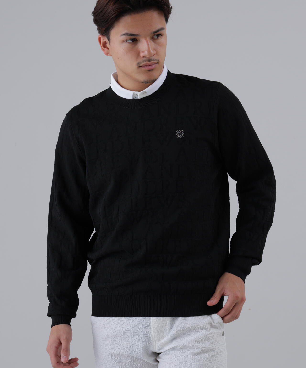 ダブルロゴジャガードクルーネックニットプルオーバー (MENS)