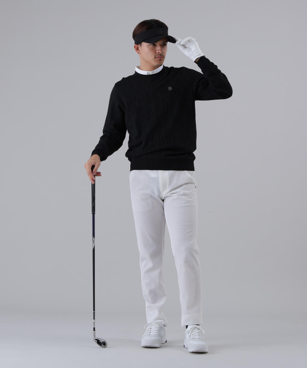 ダブルロゴジャガードクルーネックニットプルオーバー (MENS)