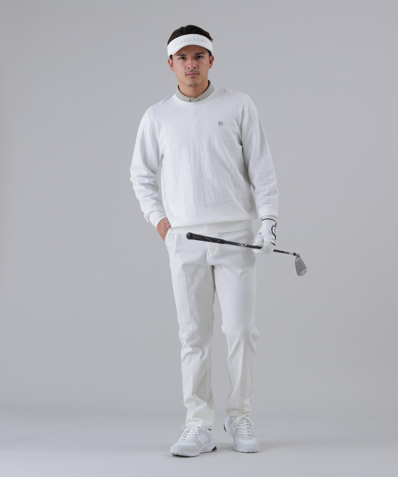 ダブルロゴジャガードクルーネックニットプルオーバー (MENS)