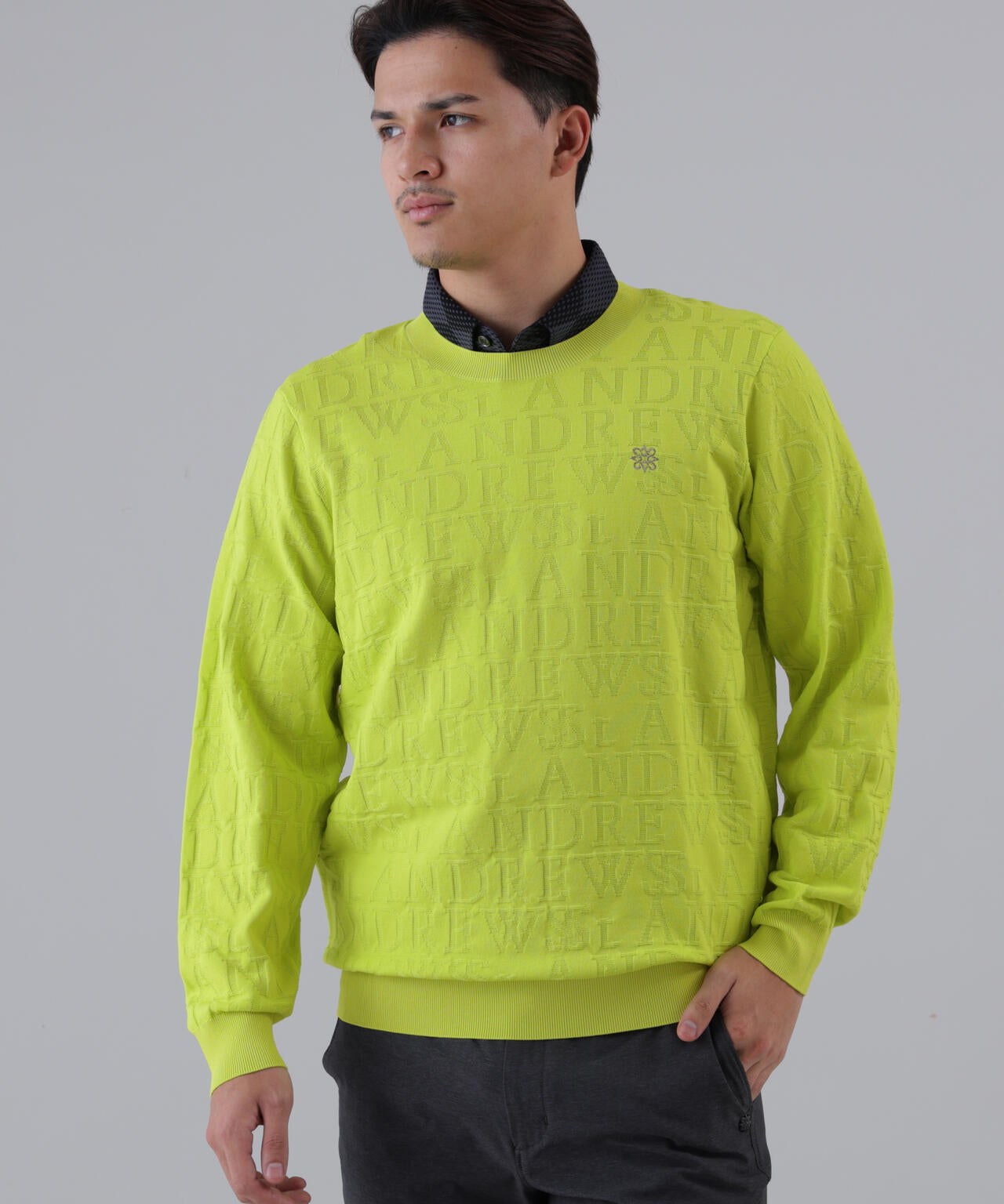 ダブルロゴジャガードクルーネックニットプルオーバー (MENS)