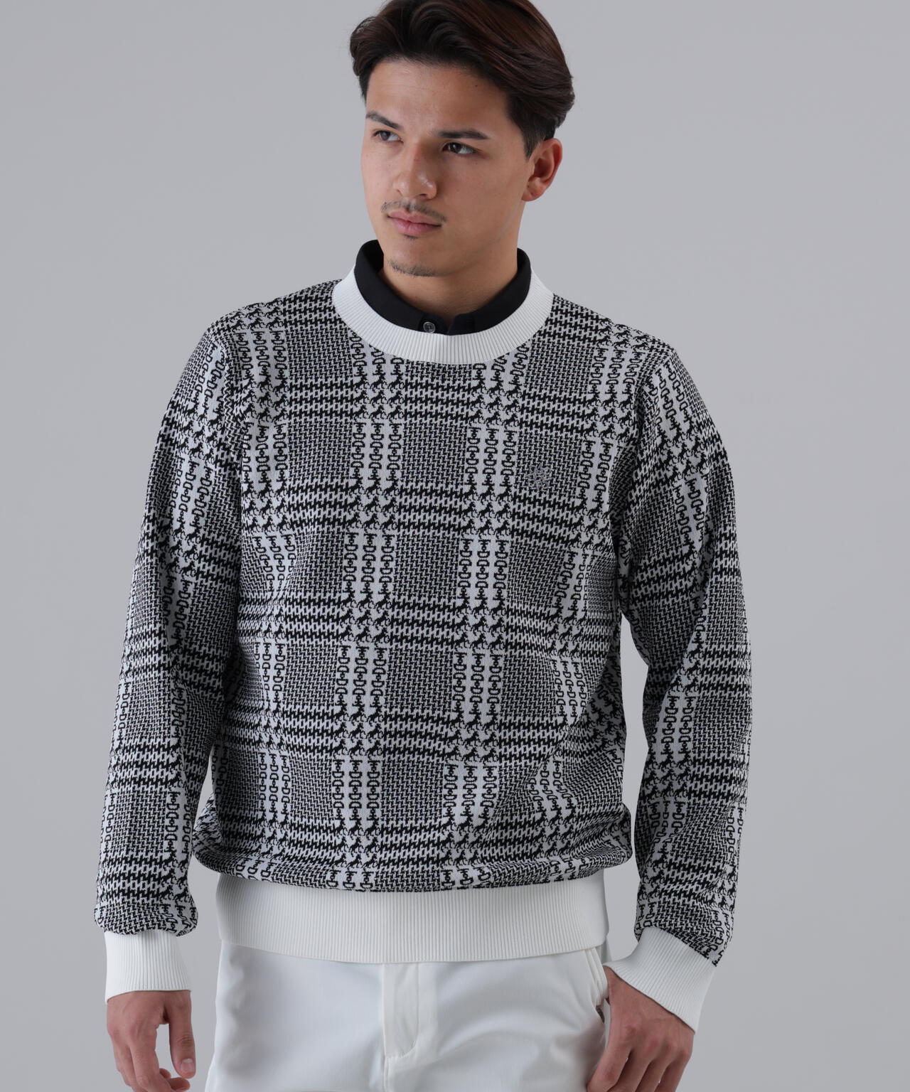 14Gホースビットチェックジャガードプルオーバーニット (MENS)