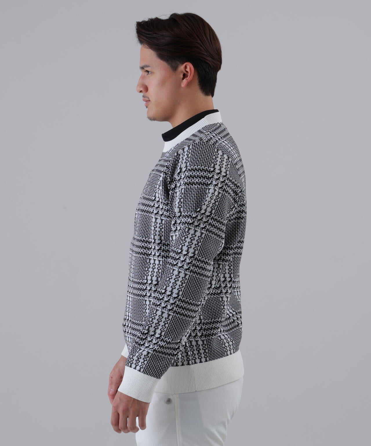 14Gホースビットチェックジャガードプルオーバーニット (MENS)