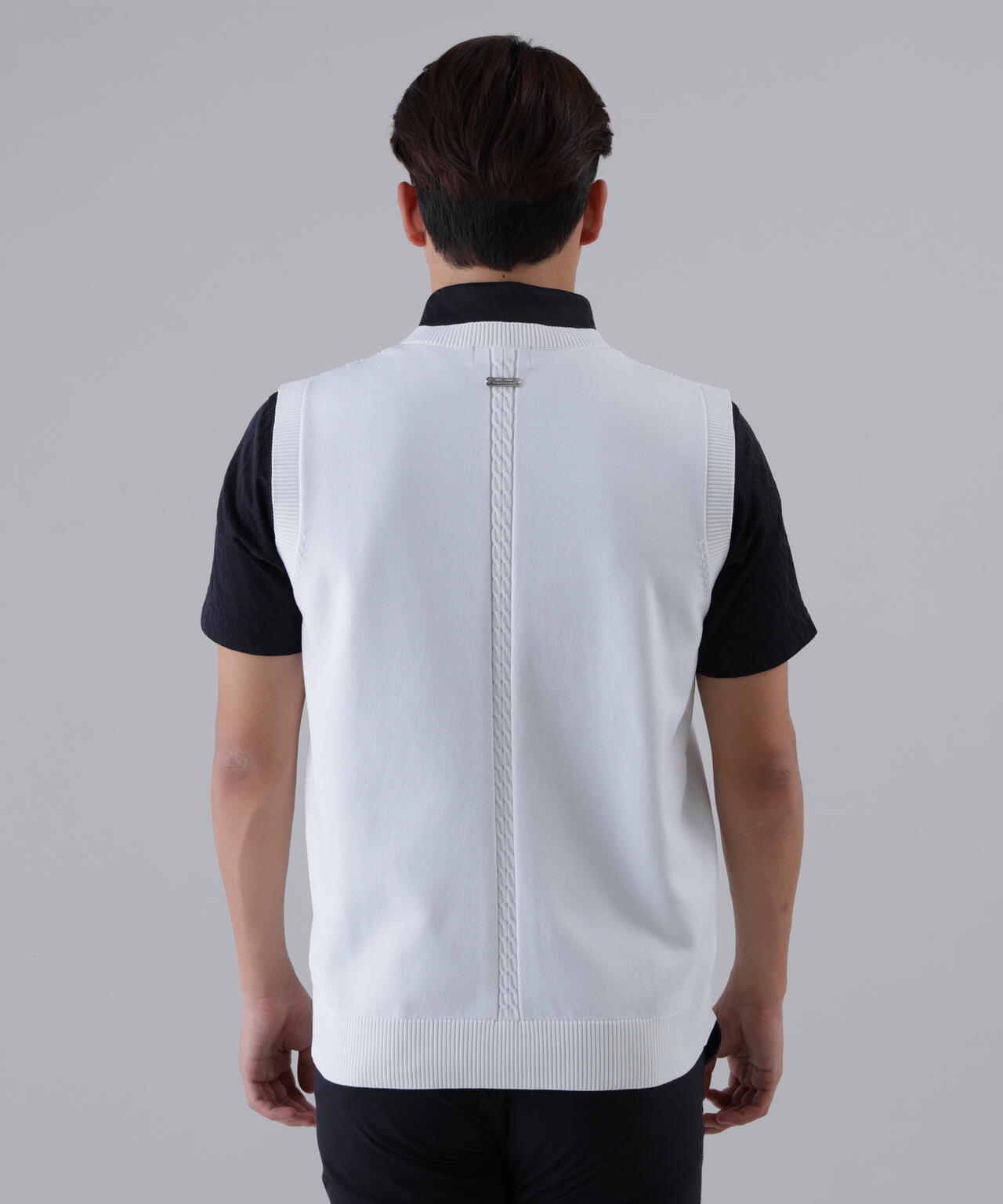 9GケーブルVネックニットベルトプルオーバー (MENS)