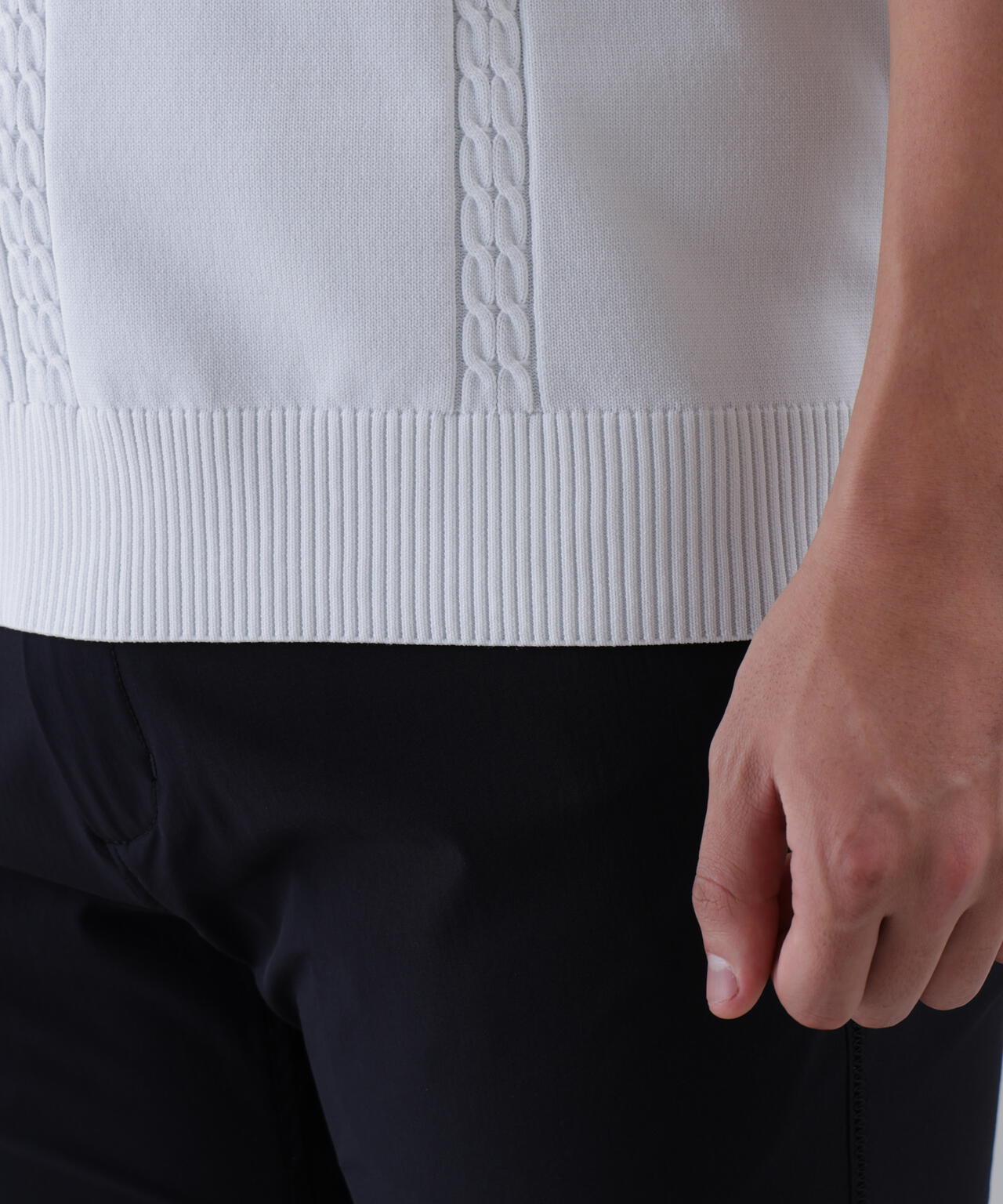 9GケーブルVネックニットベルトプルオーバー (MENS)