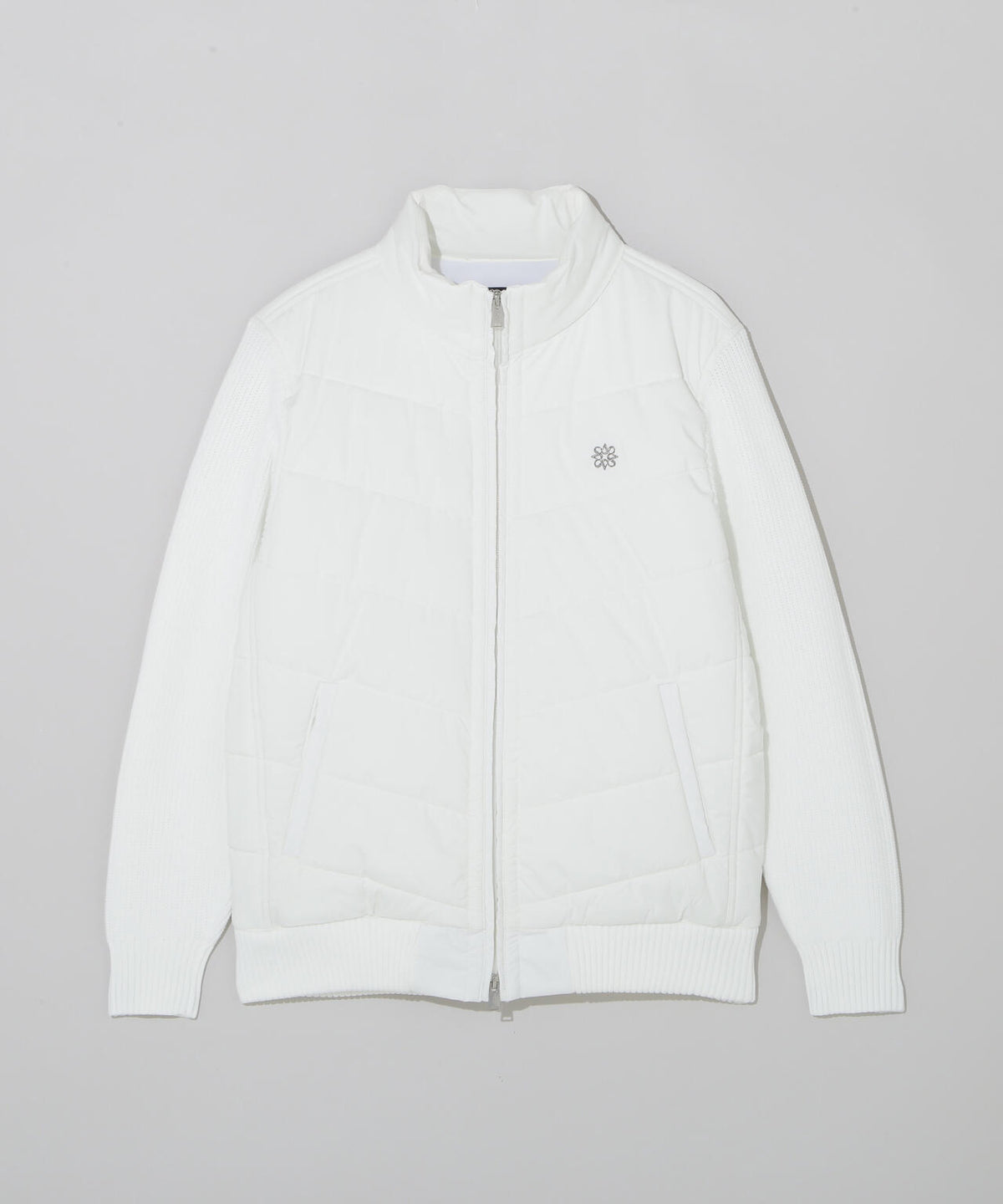 [防風・撥水] ストレッチドットドビー中綿袖ニットブルゾン (MENS)