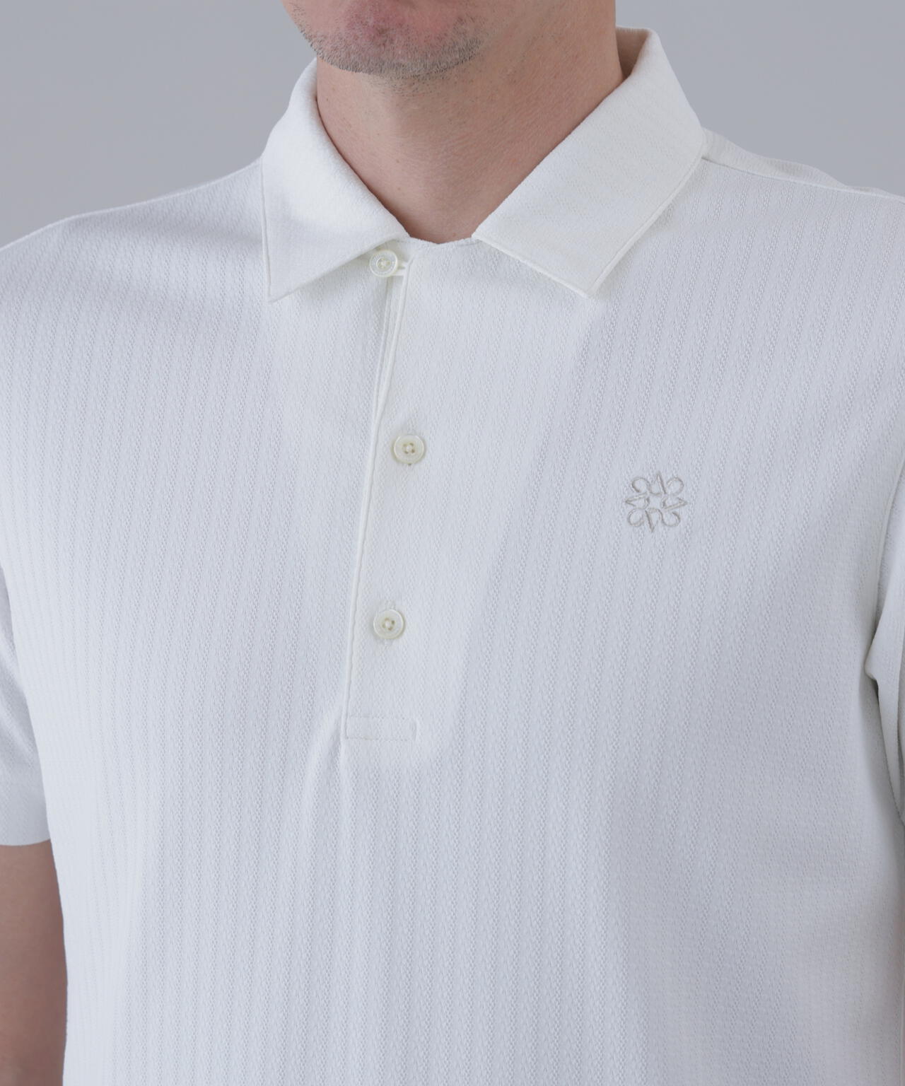 ⭐️St.ANDREWS 新品 ホワイトシャツ⭐️ サッカー調ジャガード半袖シャツ (MENS) | St ANDREWS（セント