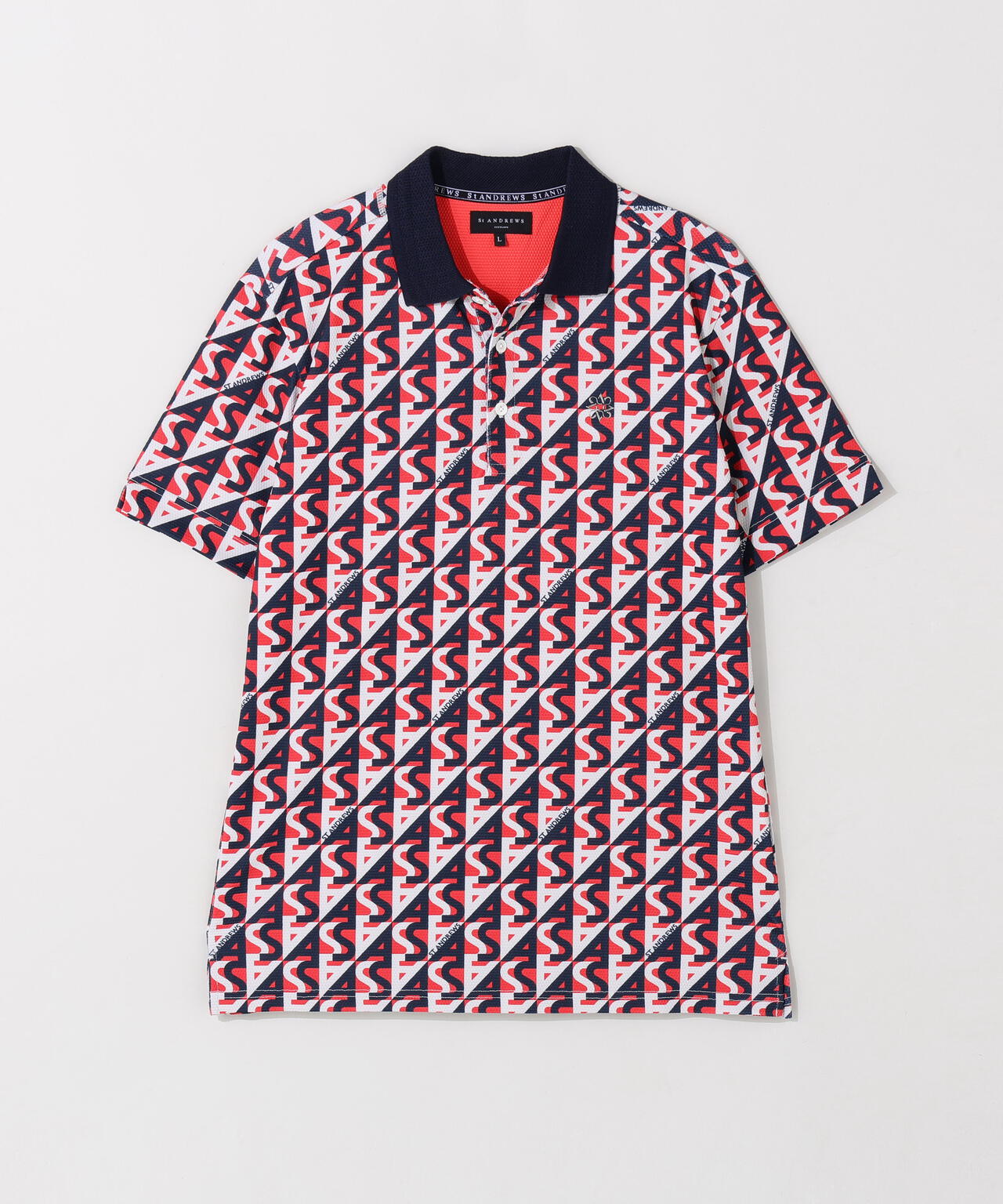吸水速乾】【UVカット】SAラインプリント半袖ポロシャツ (MENS) | St