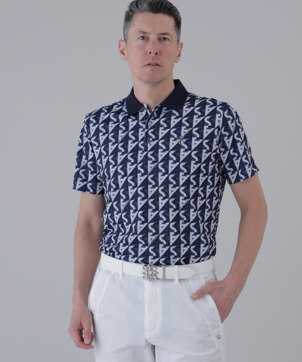 吸水速乾】【UVカット】SAラインプリント半袖ポロシャツ (MENS) | St