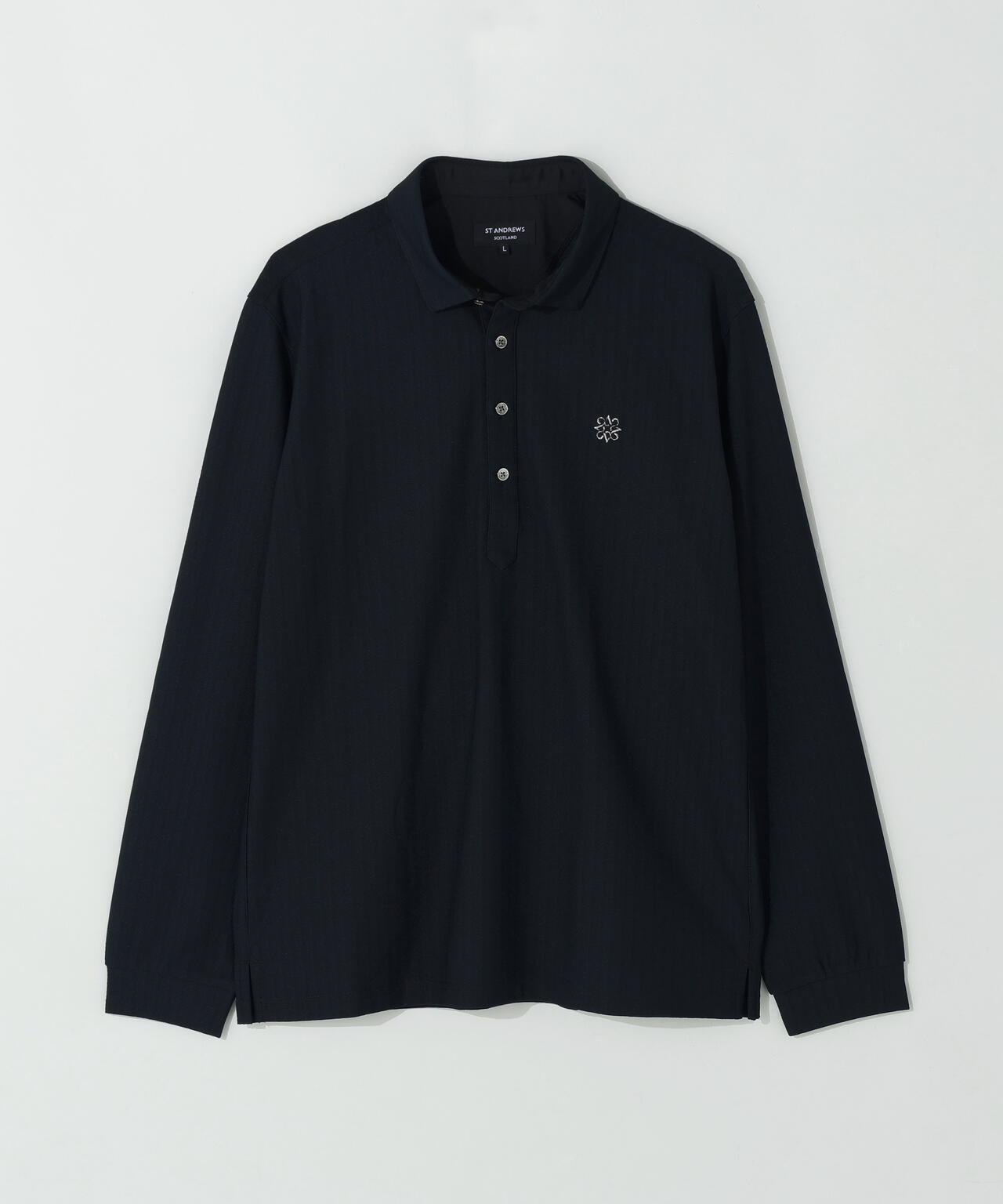 St ANDREWS セントアンドリュース 長袖シャツ ブラック M 吸水速乾・UVカット] サッカー調ジャガード長袖シャツ (MENS) | St
