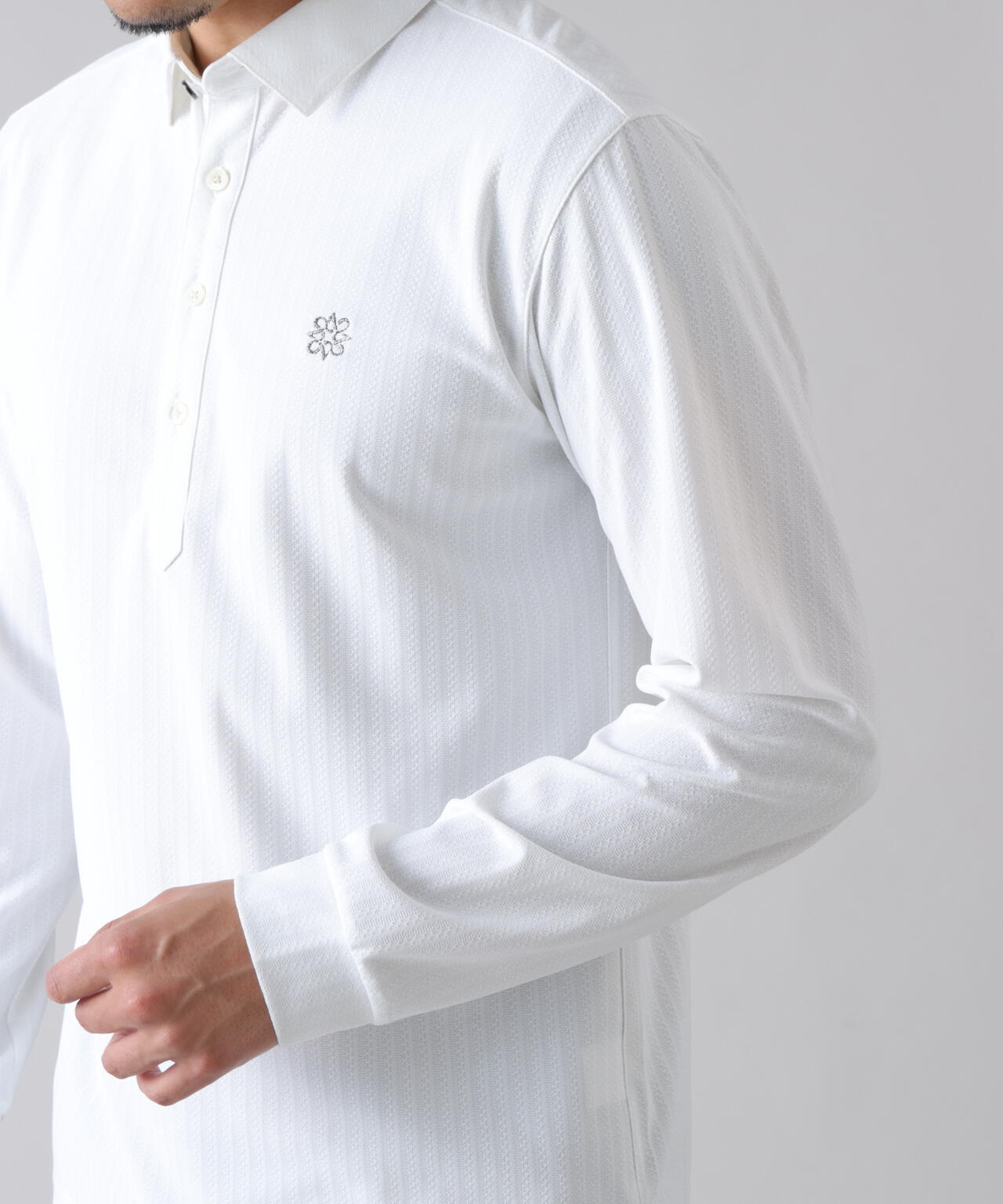 吸水速乾・UVカット] サッカー調ジャガード長袖シャツ (MENS) | St