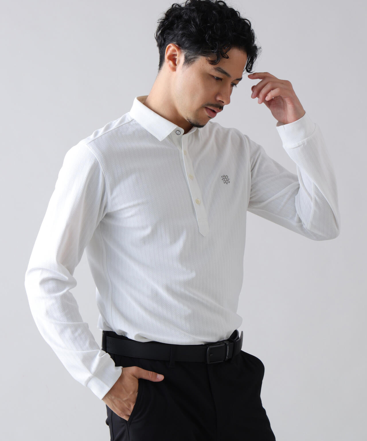 吸水速乾・UVカット] サッカー調ジャガード長袖シャツ (MENS) | St