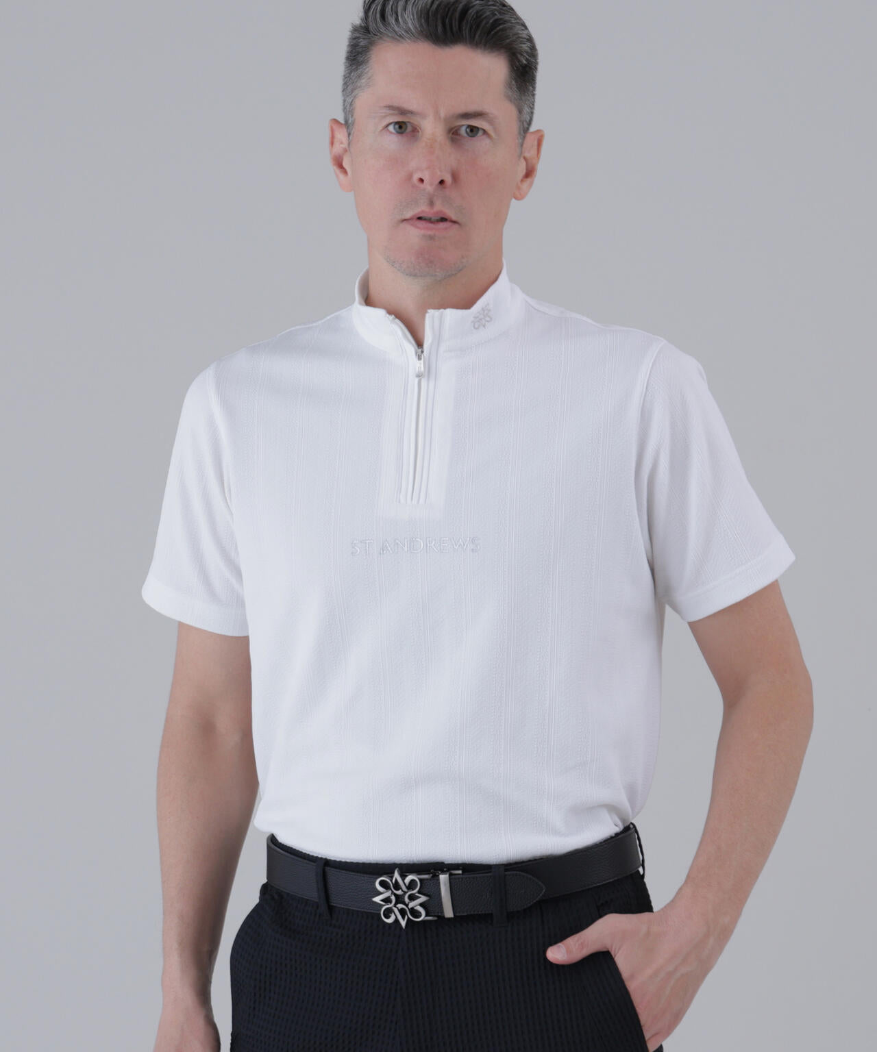 タックジャガード半袖ハイネック (MENS) | St ANDREWS（セント