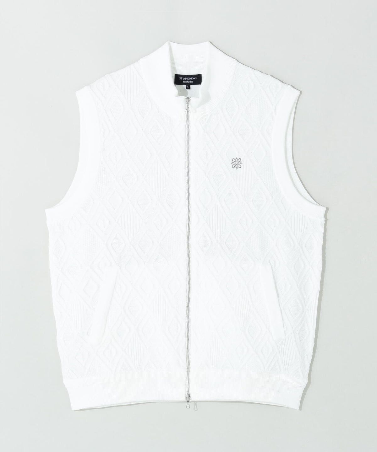 14G地柄ジップアップベスト (MENS)
